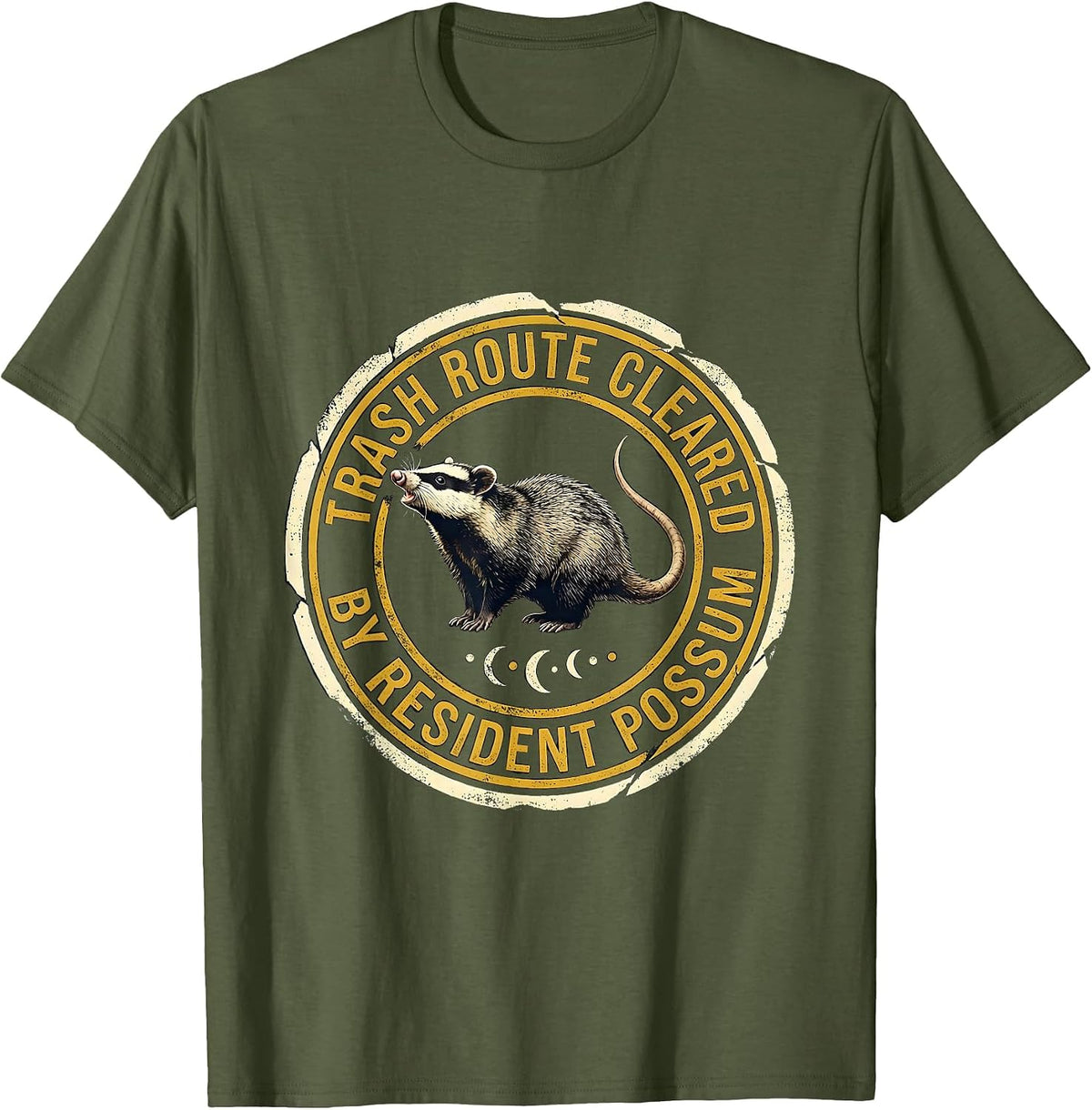 Trash Route Cleared By Resident Possum Funny Opossum Meme T-Shirt - Olive Green