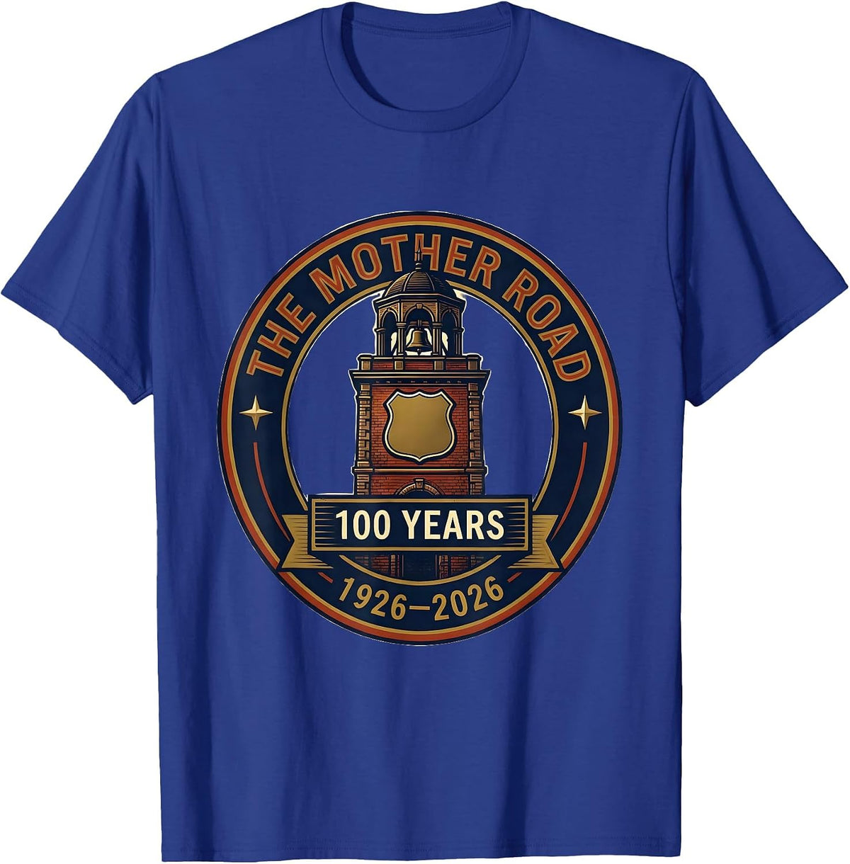 Men's The Mother Road 100 Years 1926-2026 Vintage Highway T-Shirt - Royal Blue