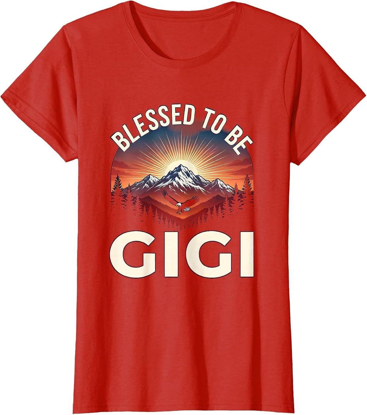 Blessed to be Gigi Grandmother Design T-Shirt - Red