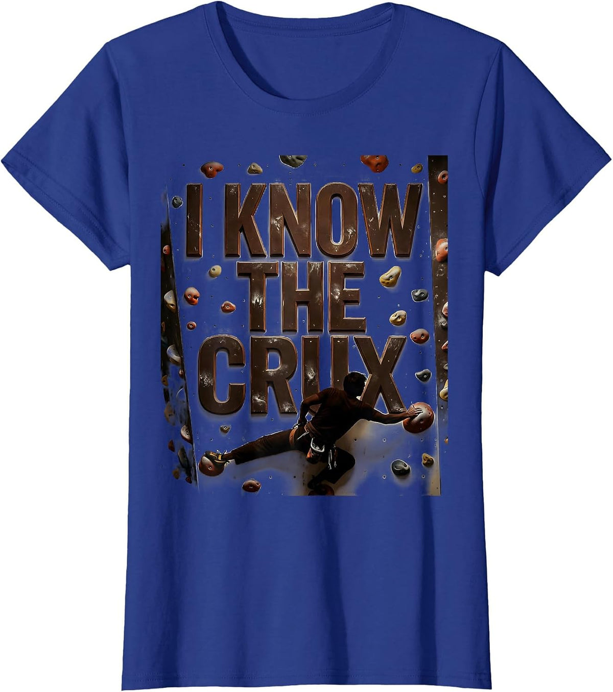 Women's I Know The Crux Vintage Rock Climbing Bouldering Humor T-Shirt - Royal Blue