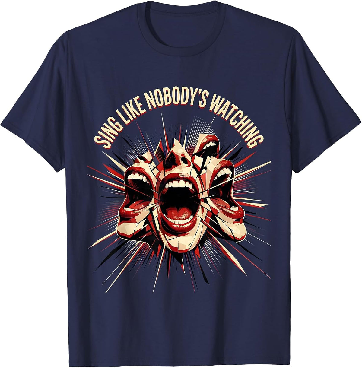 Sing Like Nobody's Watching Music Lover Design T-Shirt - Navy Blue