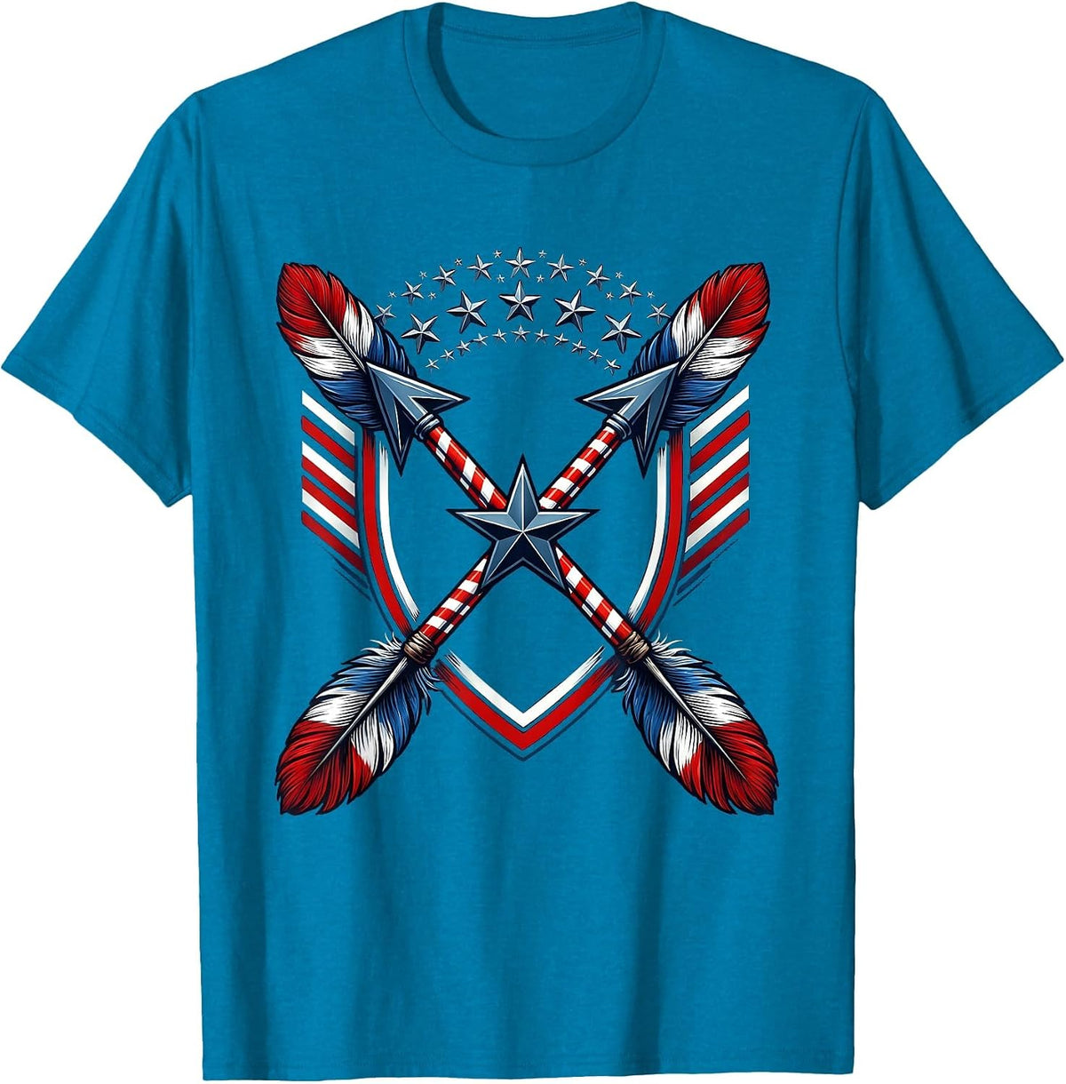 Crossed Arrows Patriotic Red White and Blue Design T-Shirt - Sapphire Blue