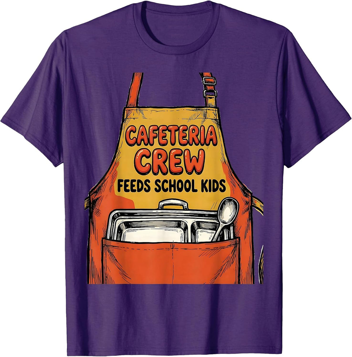 Men's Cafeteria Crew Feeds School Kids Funny Lunch Lady Staff T-Shirt - Purple