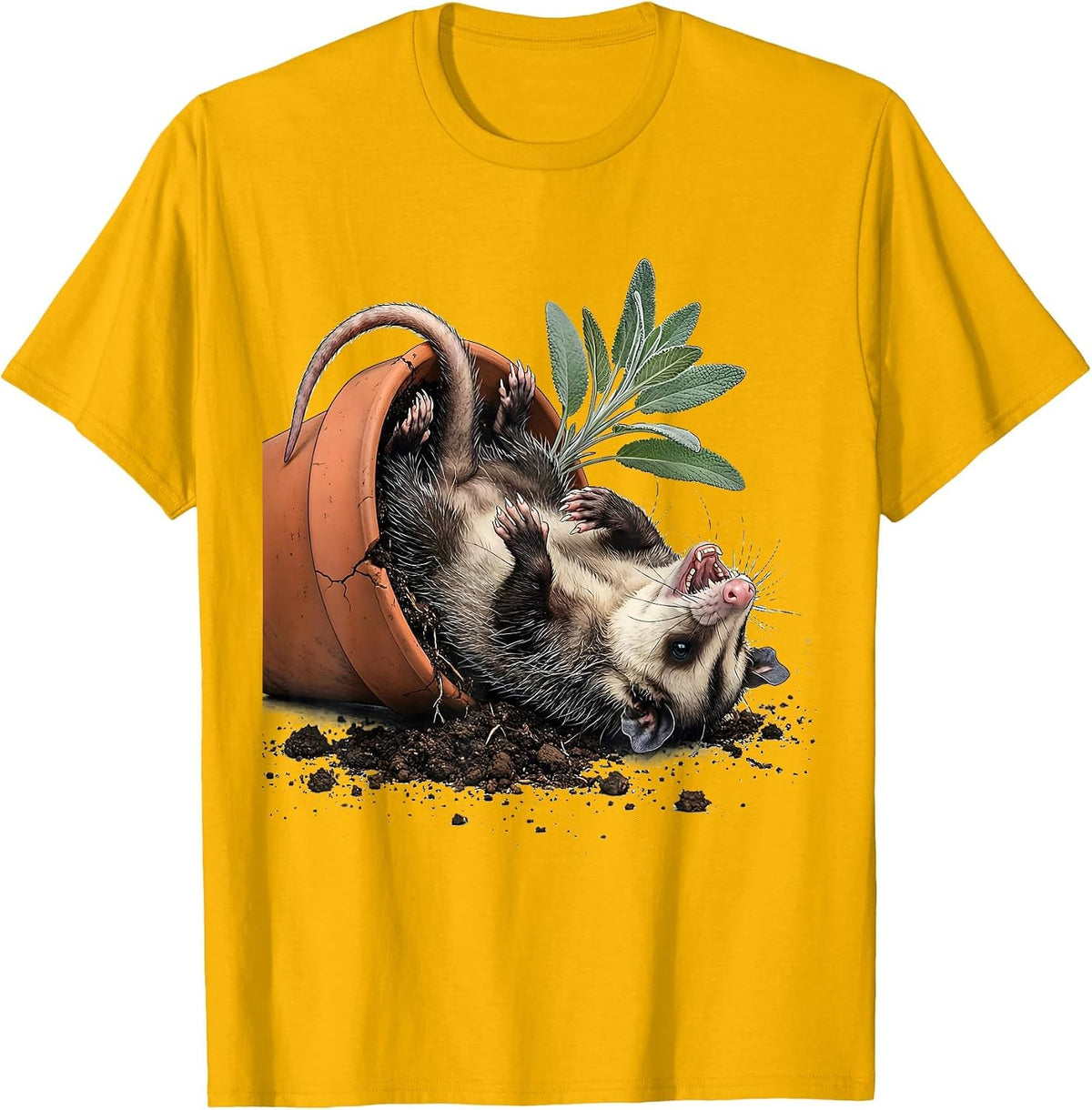 Belly-Up Opossum Funny Possum Lover Meme Humor T-Shirt - Golden Yellow