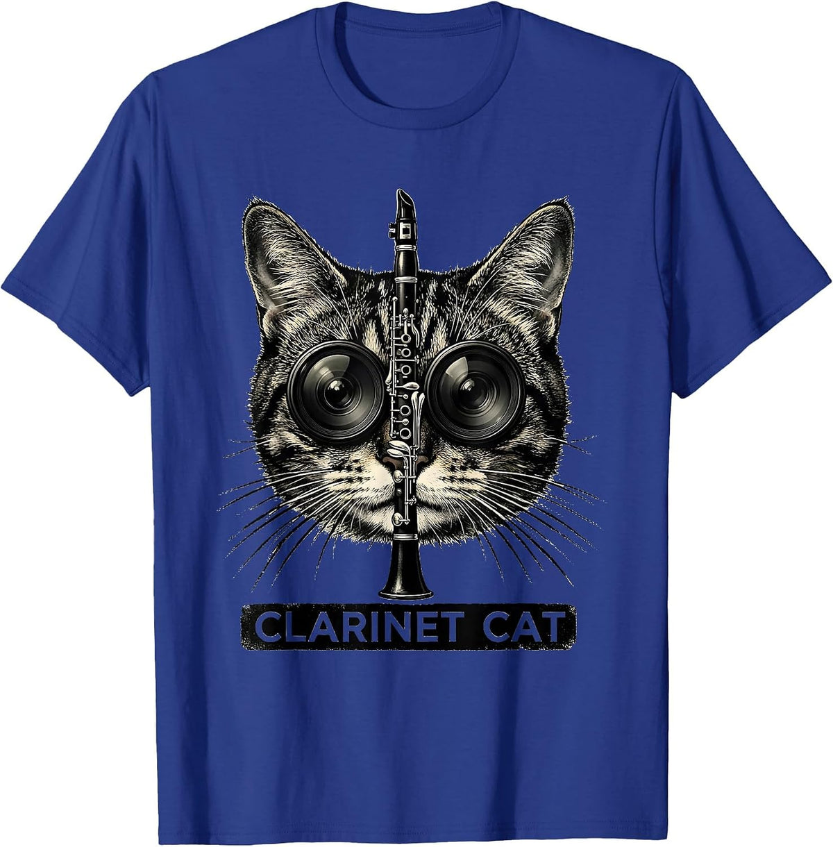 Men's Clarinet Cat Funny Cat Musician Gift for Clarinet Players T-Shirt - Royal Blue