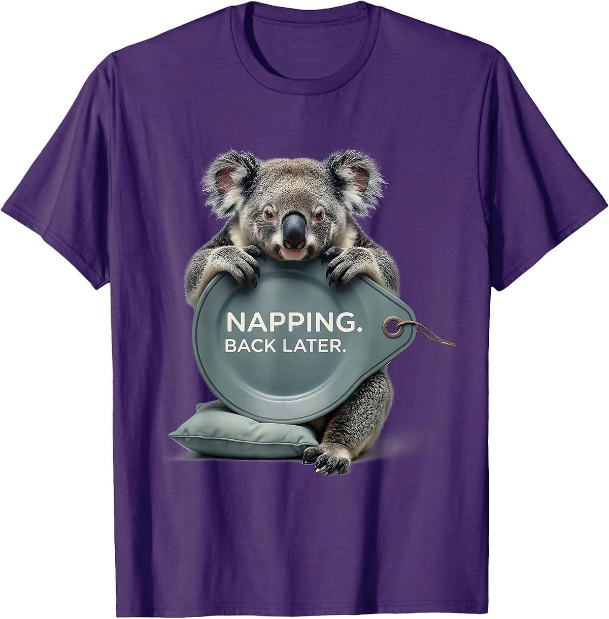 Men's Napping. Back Later Funny Koala Animal Official Sleepshirt T-Shirt - Purple
