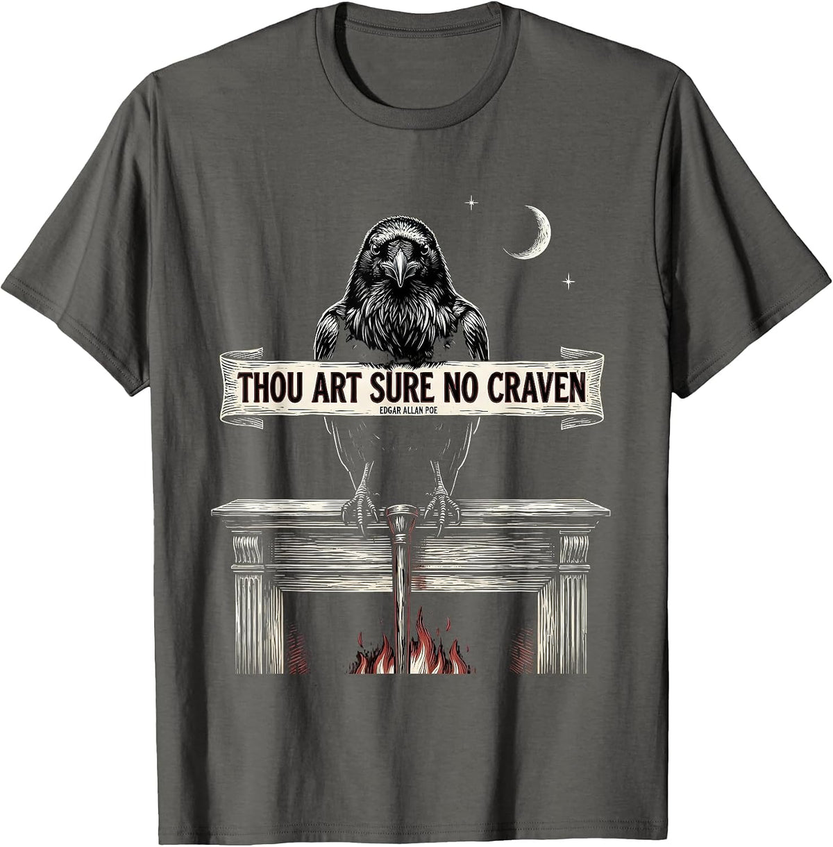 Men's Thou Art Sure No Craven — Edgar Allan Poe Gothic T-Shirt - Asphalt Grey