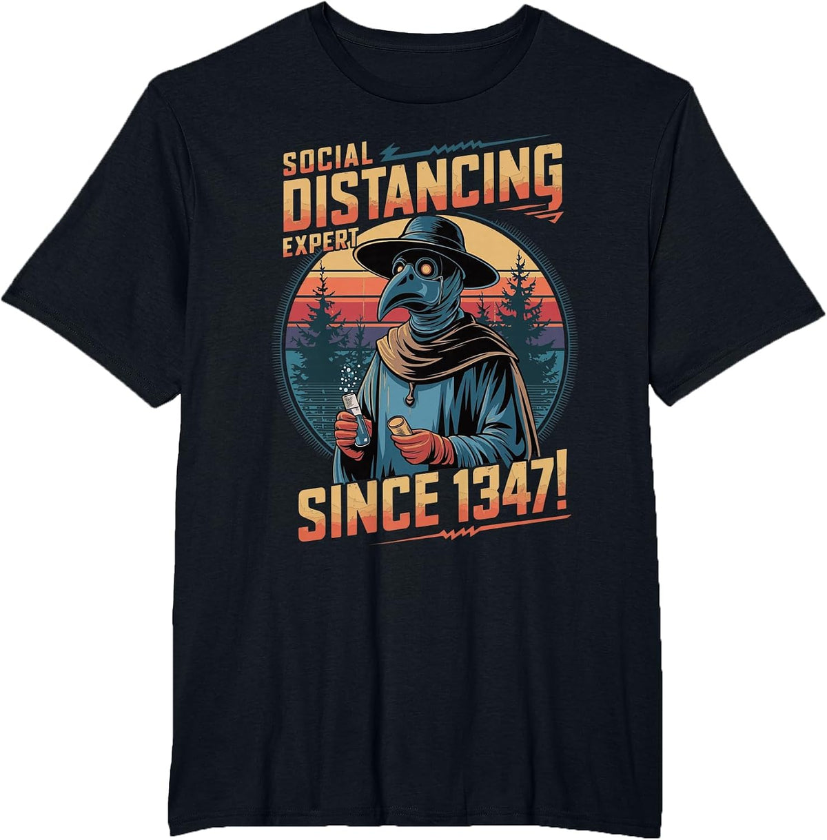 Plague Doctor Introvert Sarcastic Social Distancing Expert T-Shirt - Black
