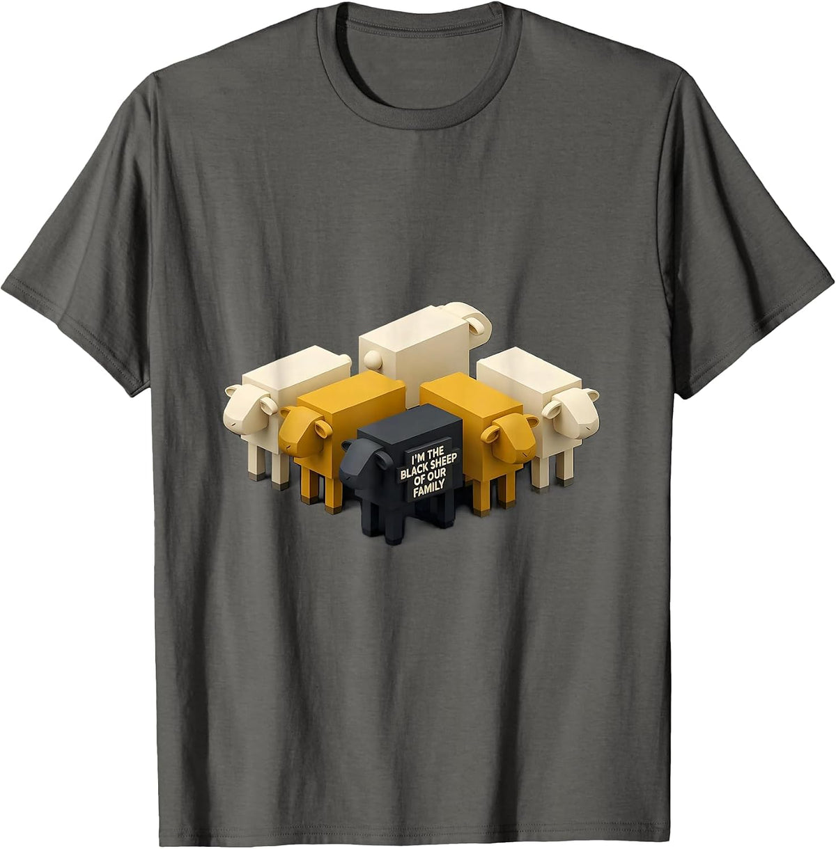 I'm The Black Sheep Of Our Family Geometric Humor T-Shirt - Asphalt Grey