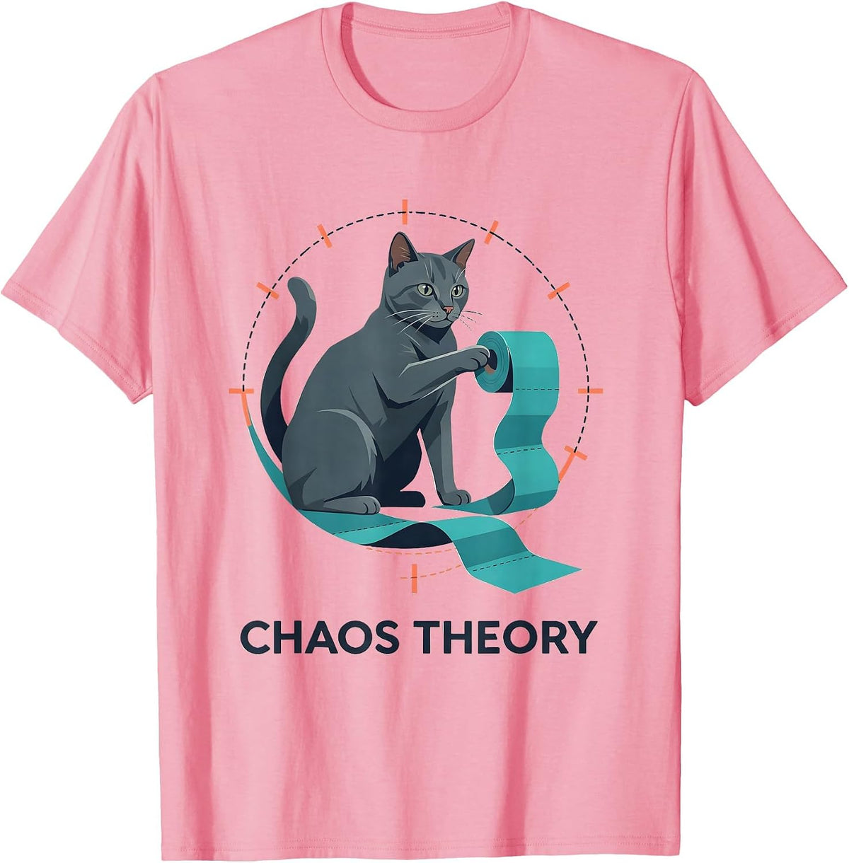 Men's Chaos Theory Funny Cat Science Math Teacher Gift T-Shirt - Pink