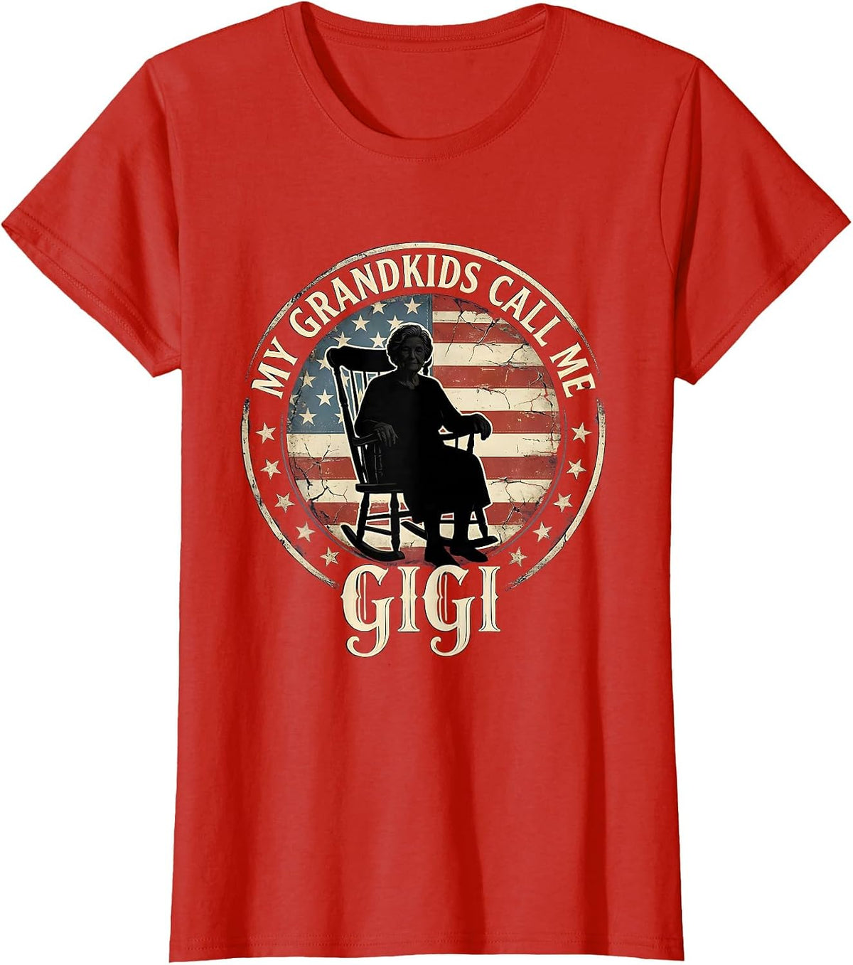 Women's My Grandkids Call Me Gigi Grandmother Design T-Shirt - Red
