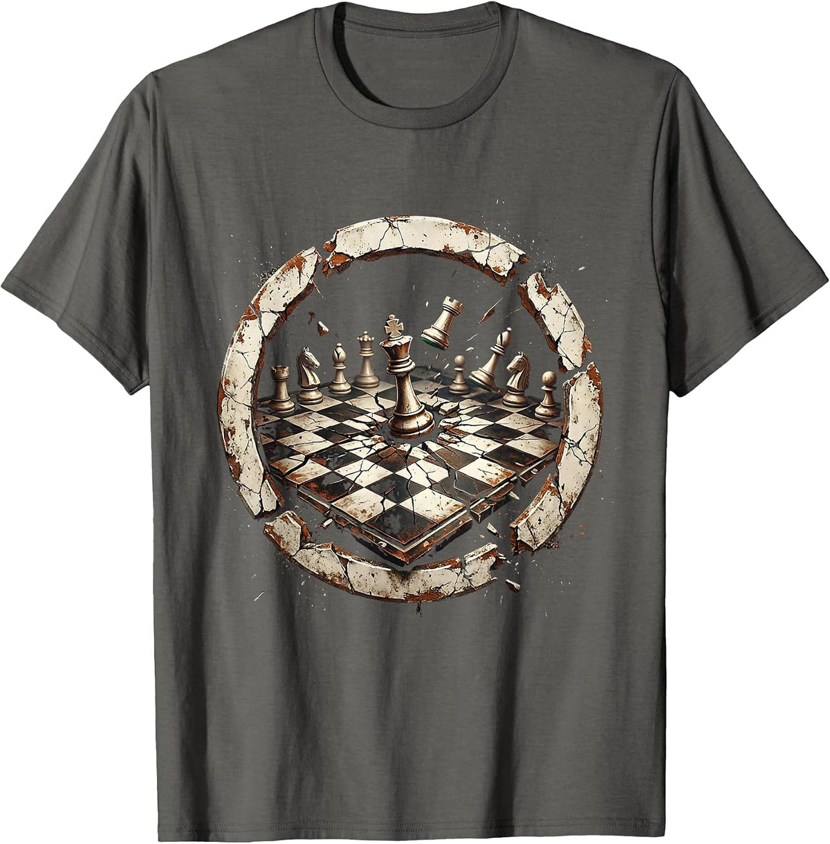 Chaos Coordinator Chess Battle Graphic Tee T-Shirt - Asphalt Grey