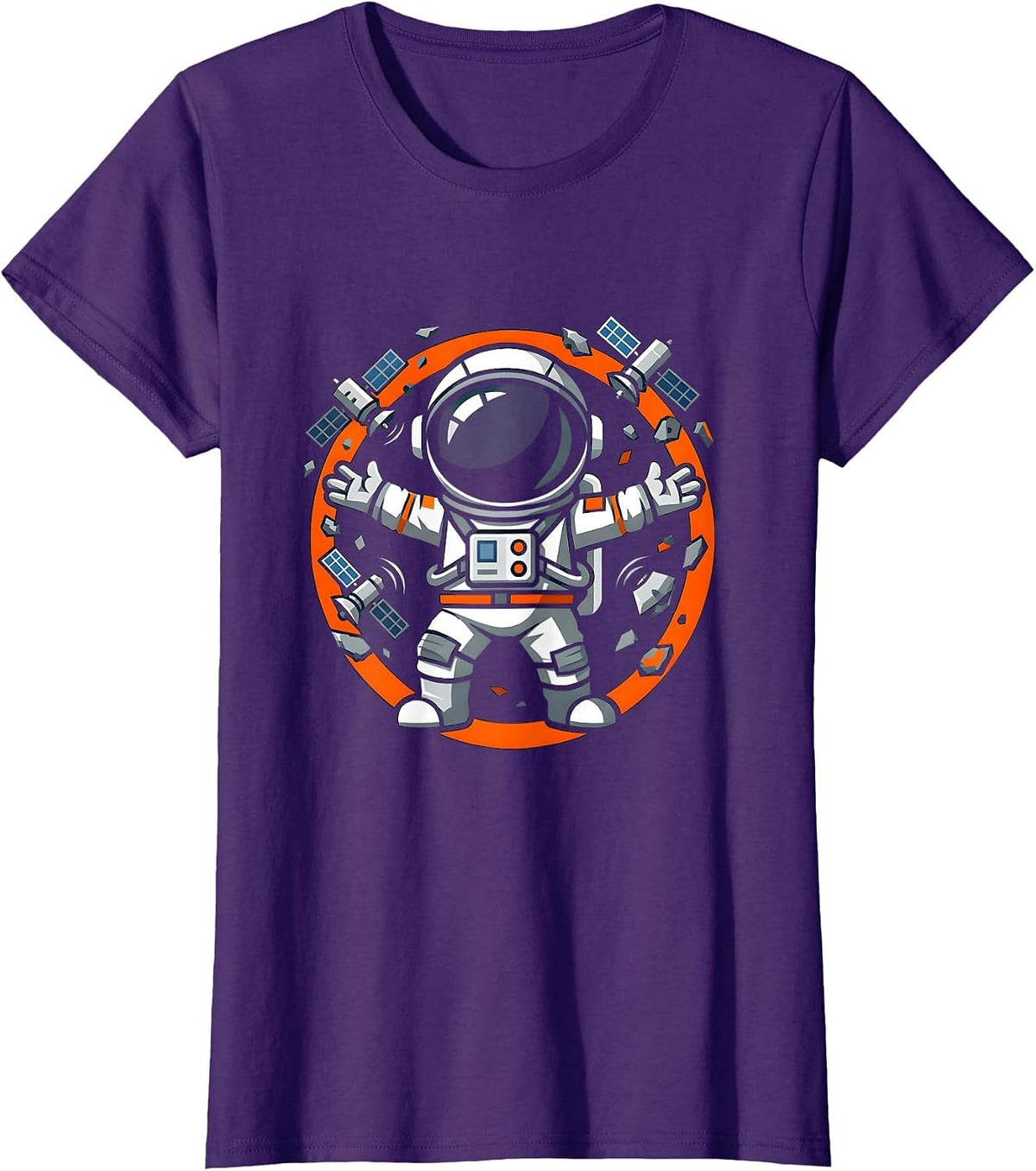 Women's Chaos Coordinator Astronaut Space Debris Design T-Shirt - Purple