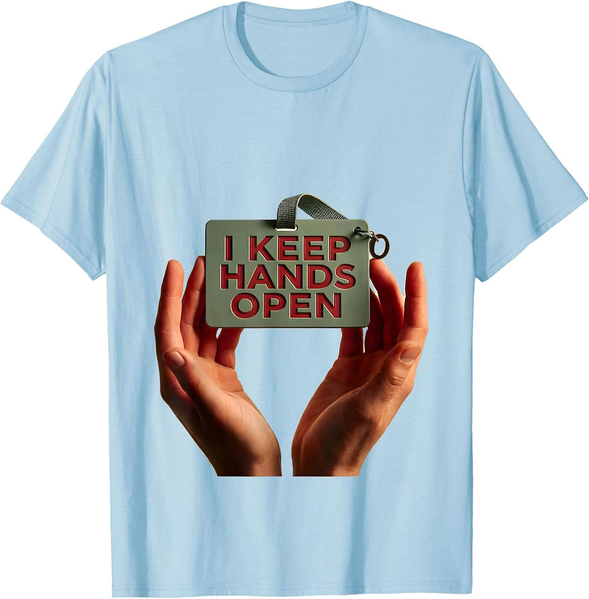 Men's I Keep Hands Open Retro Groovy Positivity Inclusion Teacher T-Shirt - Baby Blue
