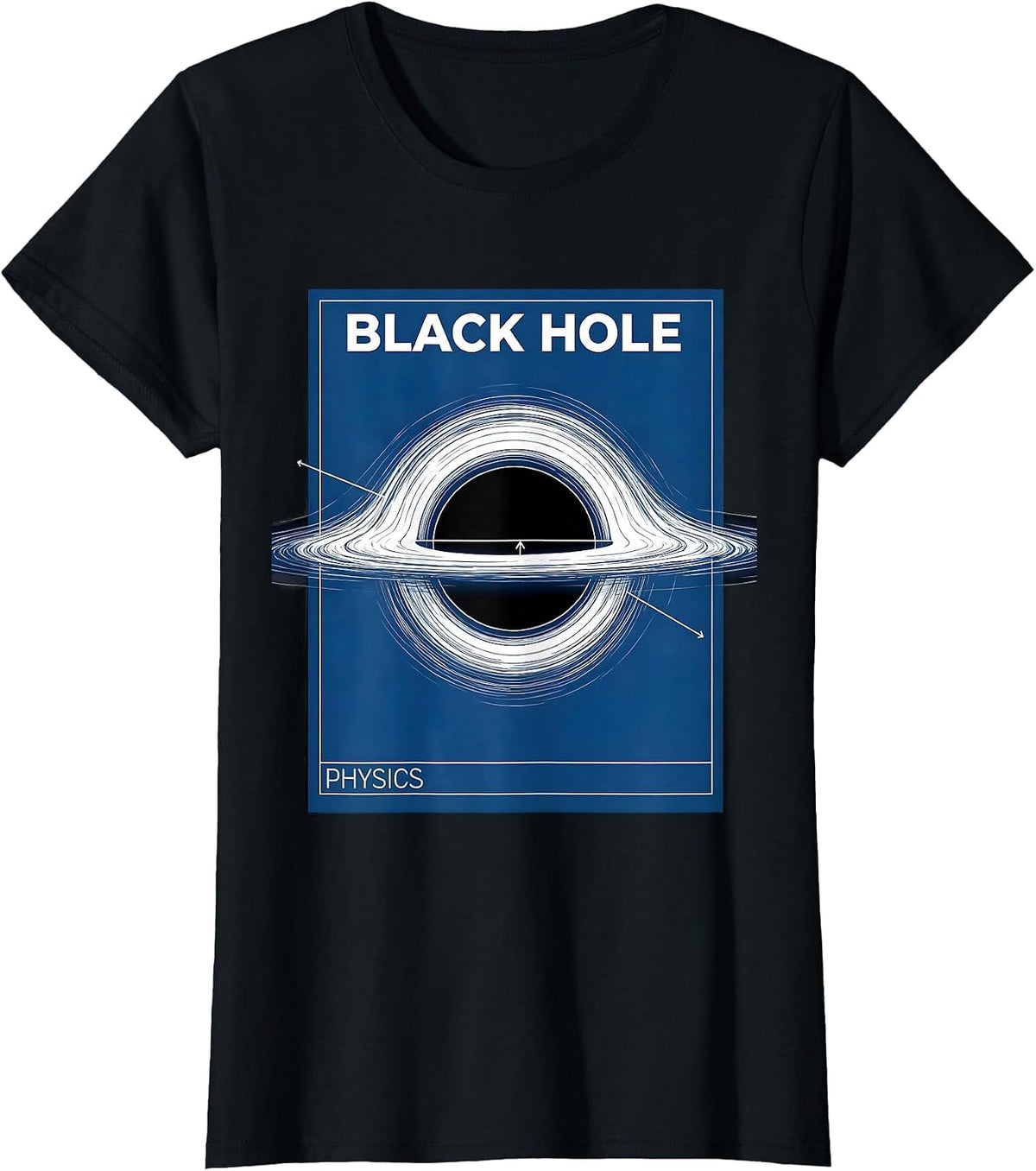 Black Hole Physics Technical Blueprint Astrophysics Diagram T-Shirt - Black