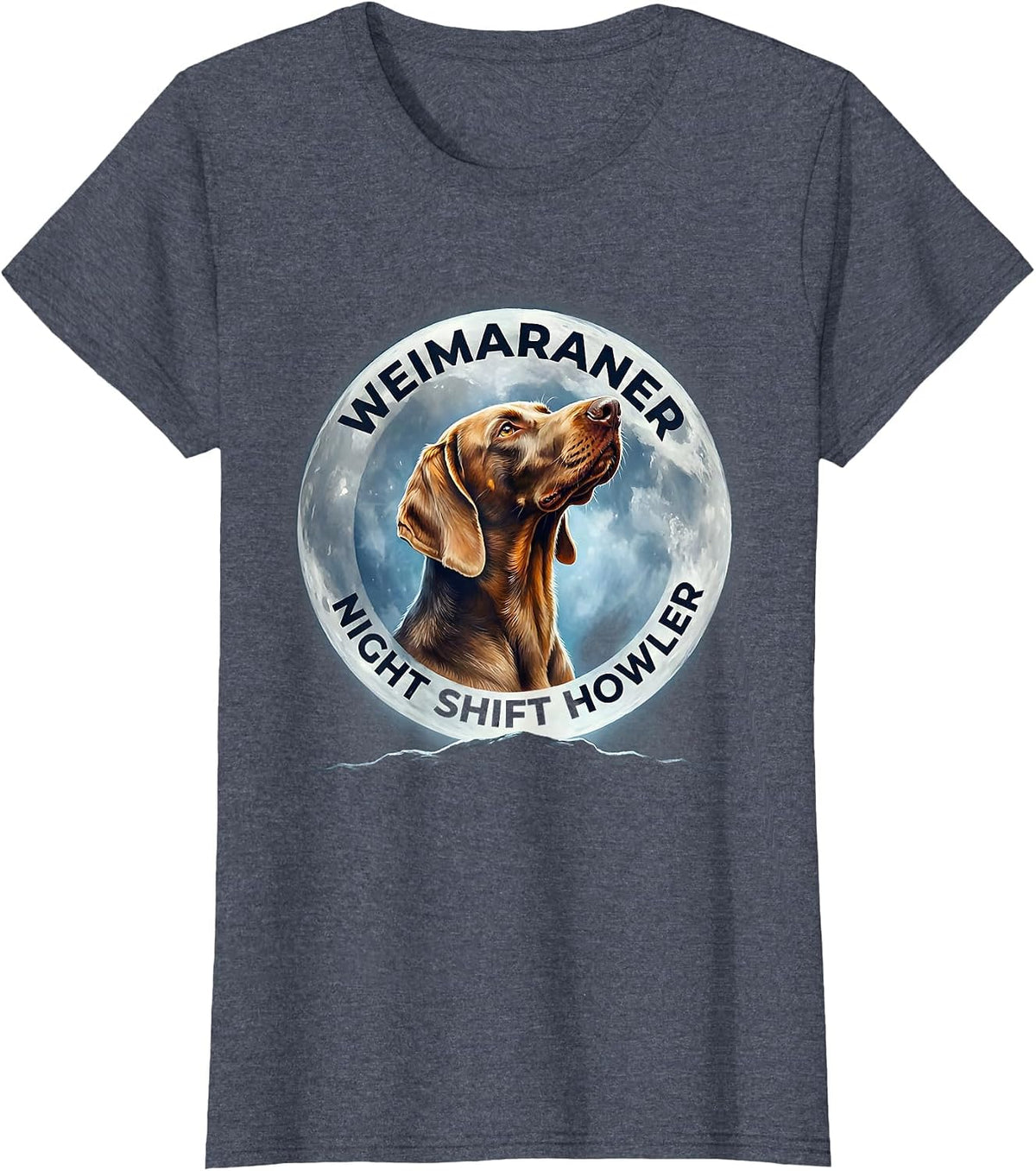 Women's Weimaraner Night Shift Howler Retro Dog Breed Portrait T-Shirt - Heather Blue