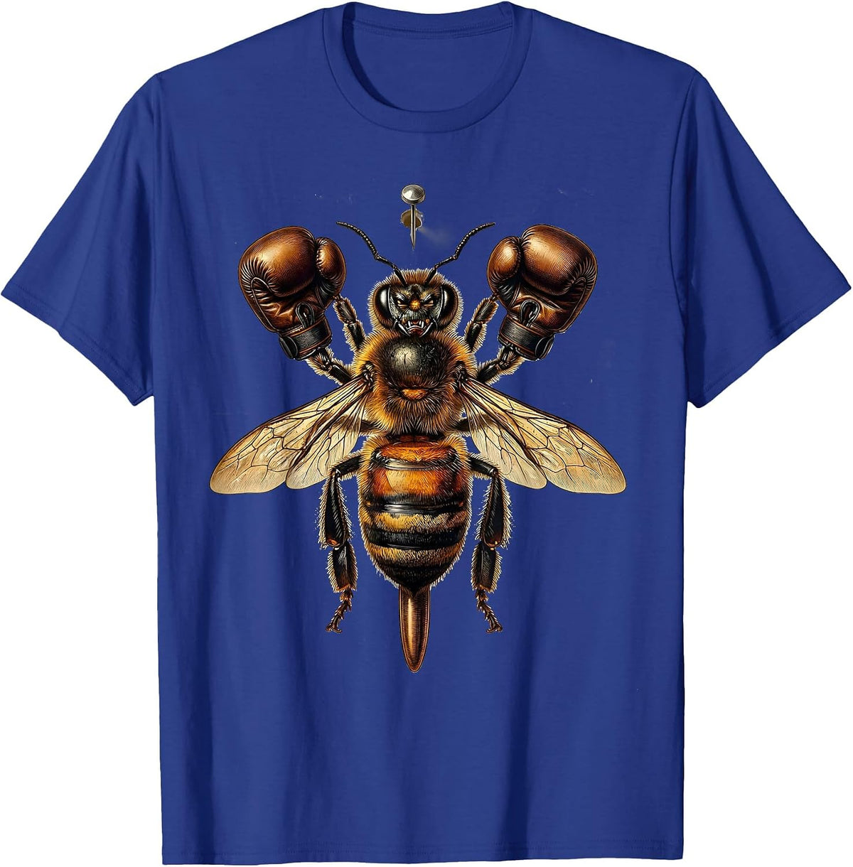 Angry Bee Boxing Gloves Fighter Illustration T-Shirt - Royal Blue