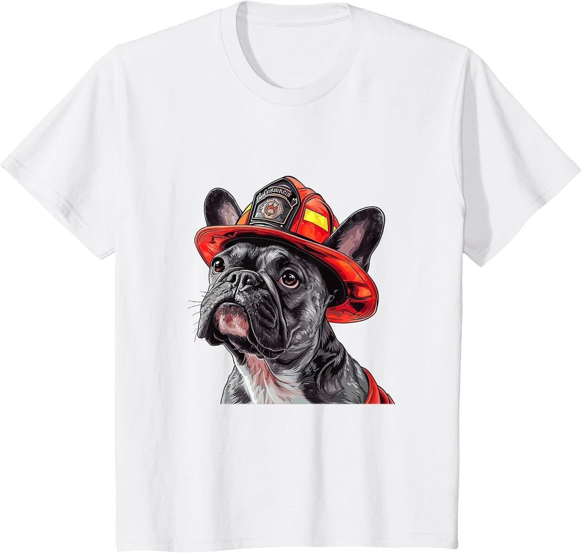 French Bulldog Firefighter Hat Fireman Dog T-Shirt - White