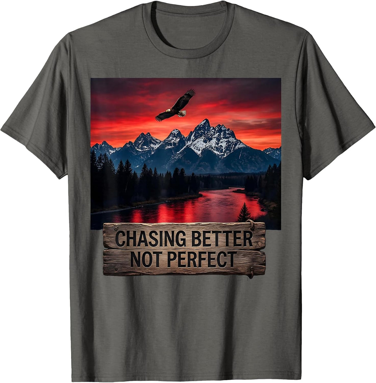 Chasing Better Not Perfect Growth Mindset Design T-Shirt - Asphalt Grey
