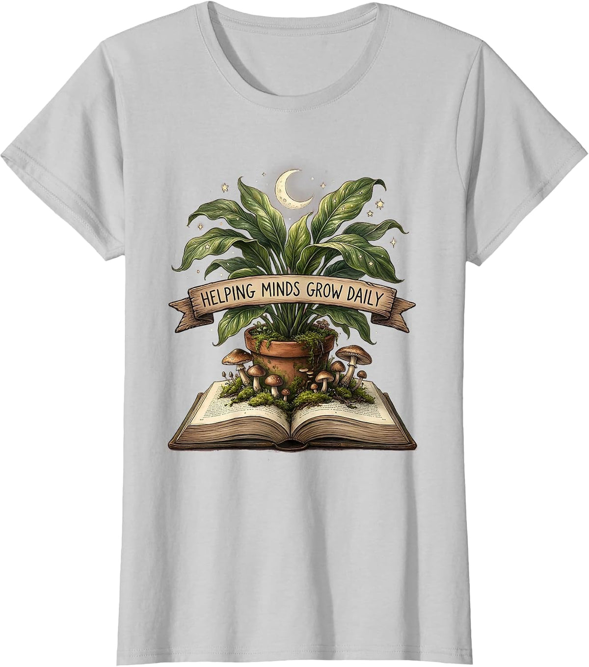 Helping Minds Grow Daily School Psychologist Design T-Shirt - Silver Grey