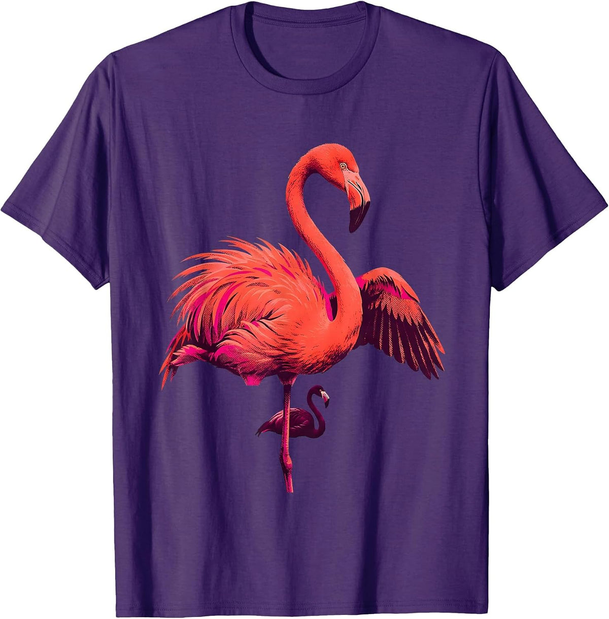 Oversized Flamingo Funny Animal Humor Bird Lover T-Shirt - Purple