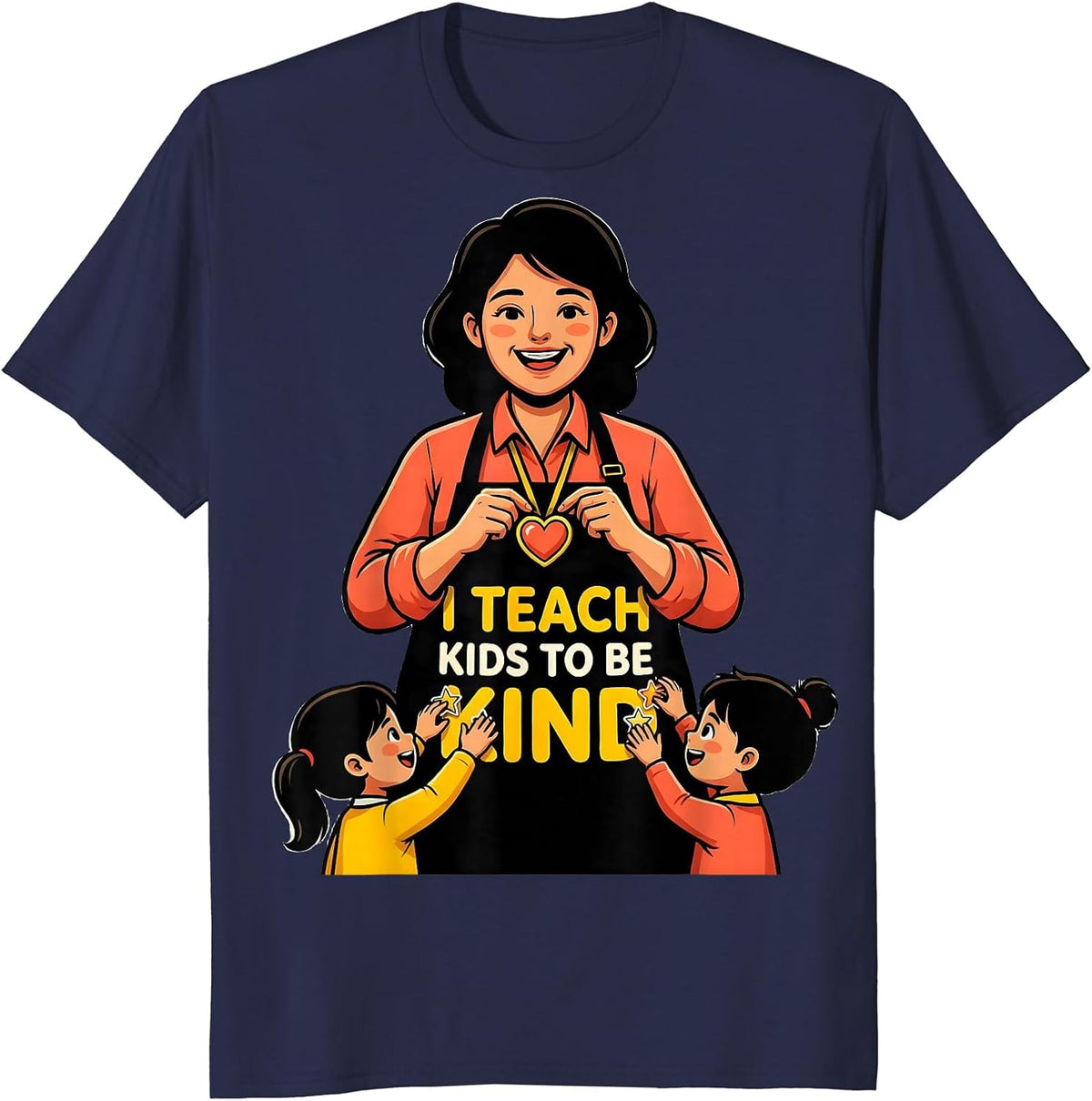 Men's I Teach Kids To Be Kind Funny Teacher Appreciation Gift T-Shirt - Navy Blue
