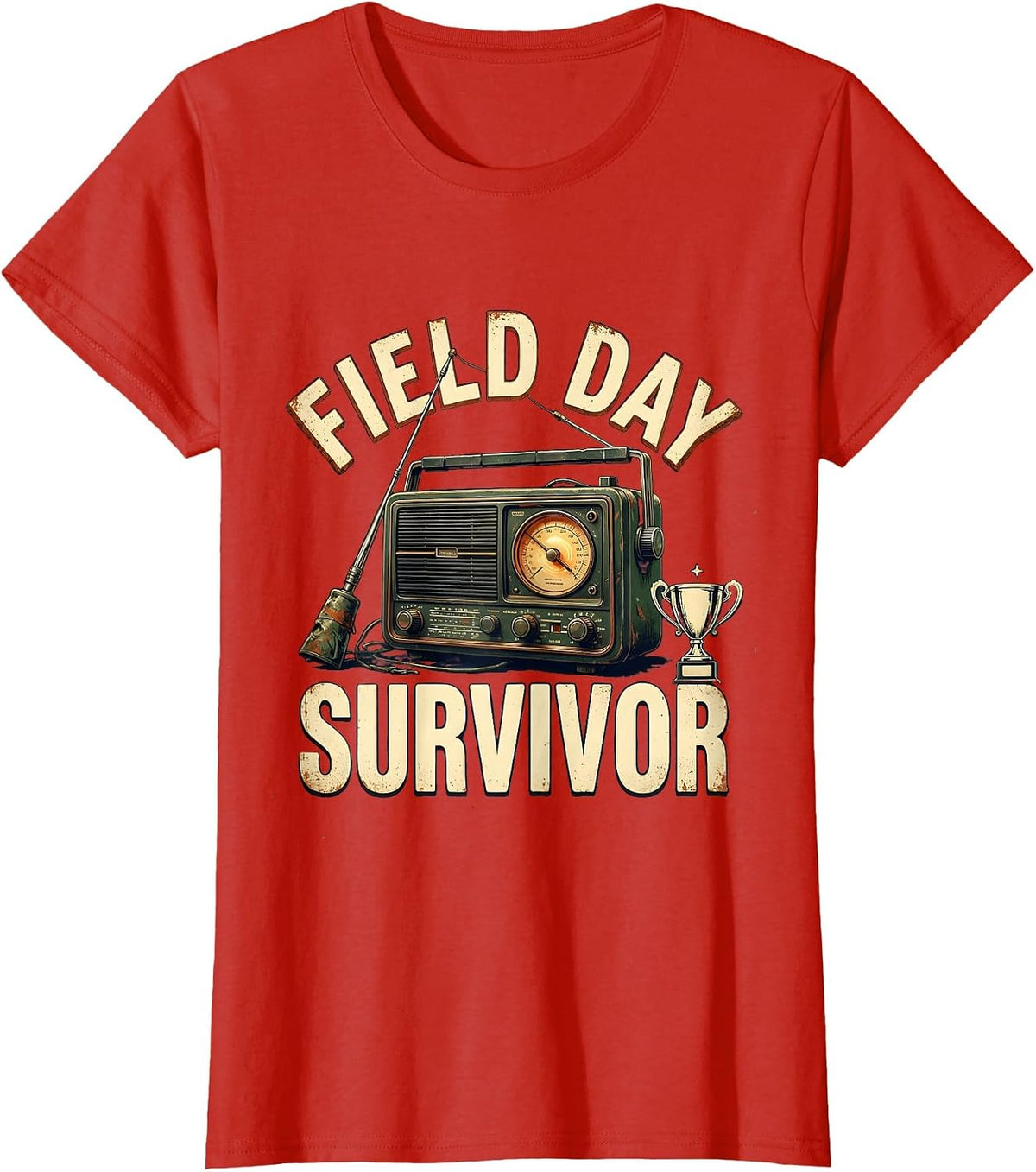 Field Day Survivor Vintage Ham Radio Design T-Shirt - Red