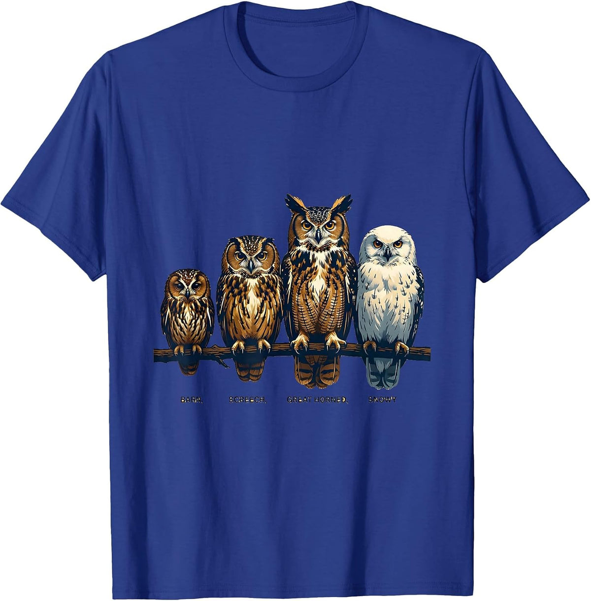 Men's Barn Screech Great Horned Snowy Owl Lover Nature Humor T-Shirt - Royal Blue