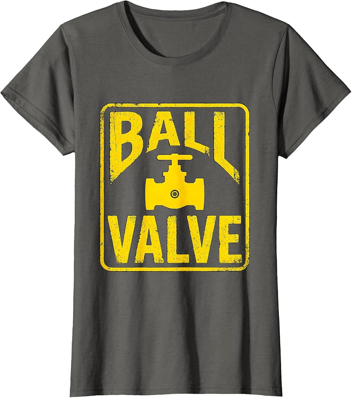 Women's Ball Valve Funny Plumber Pipefitter Occupational Humor T-Shirt - Asphalt Grey