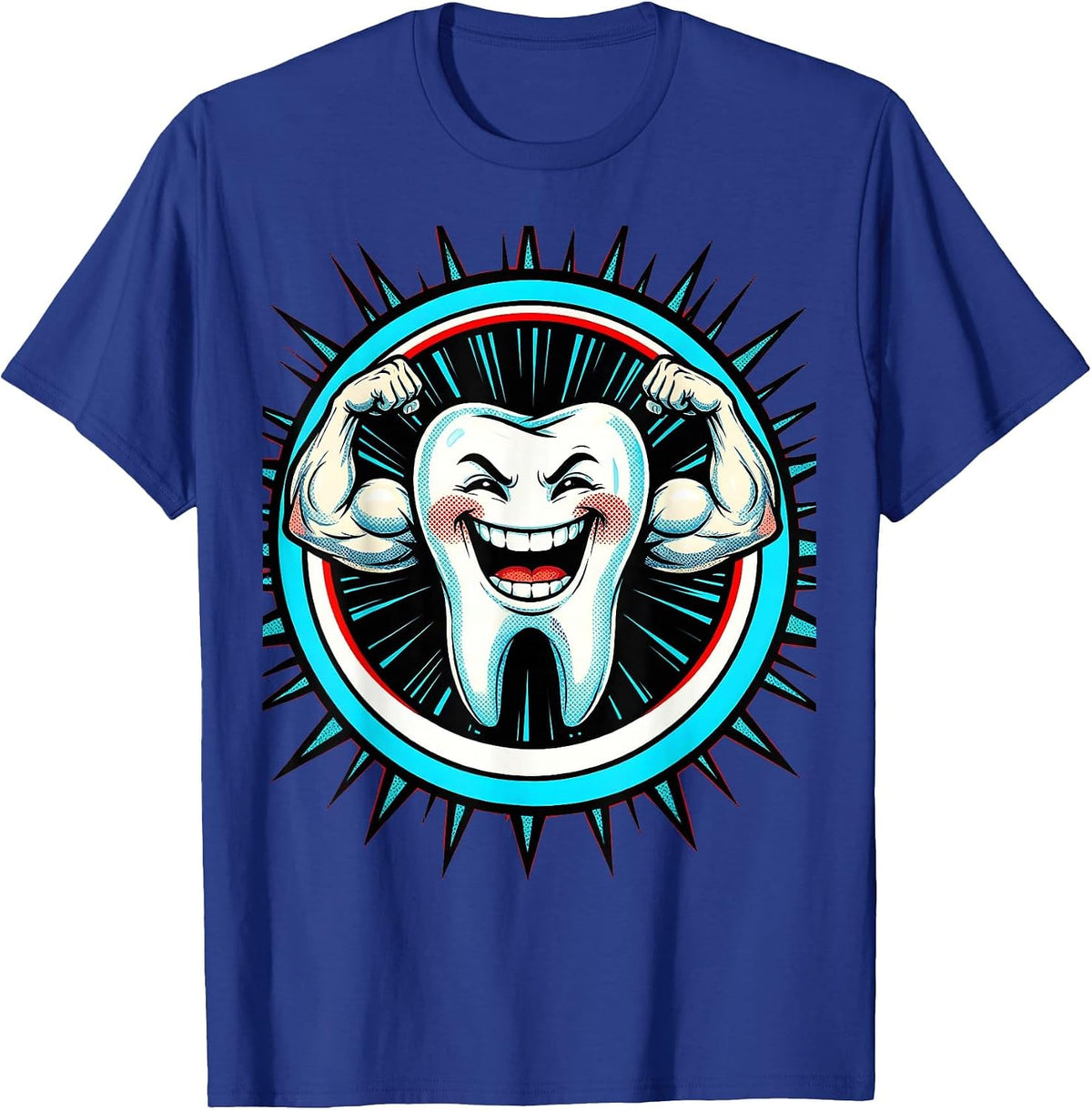 Dental Assistant Strong Tooth Flexing Muscles Graphic T-Shirt - Royal Blue