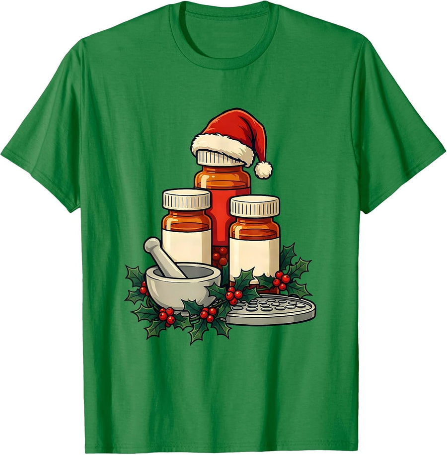 Men's Pharmacy Crew Christmas Matching Squad Holiday Humor T-Shirt - Kelly Green