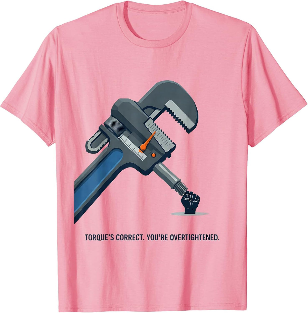 Men's Torque's Correct You're Overtightened Funny Mechanic T-Shirt - Pink