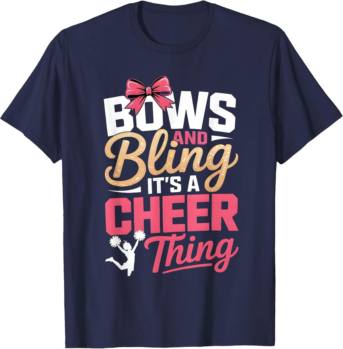 Bows & Bling It's A Cheer Thing Cheerleading Cheerleader T-Shirt - Navy Blue
