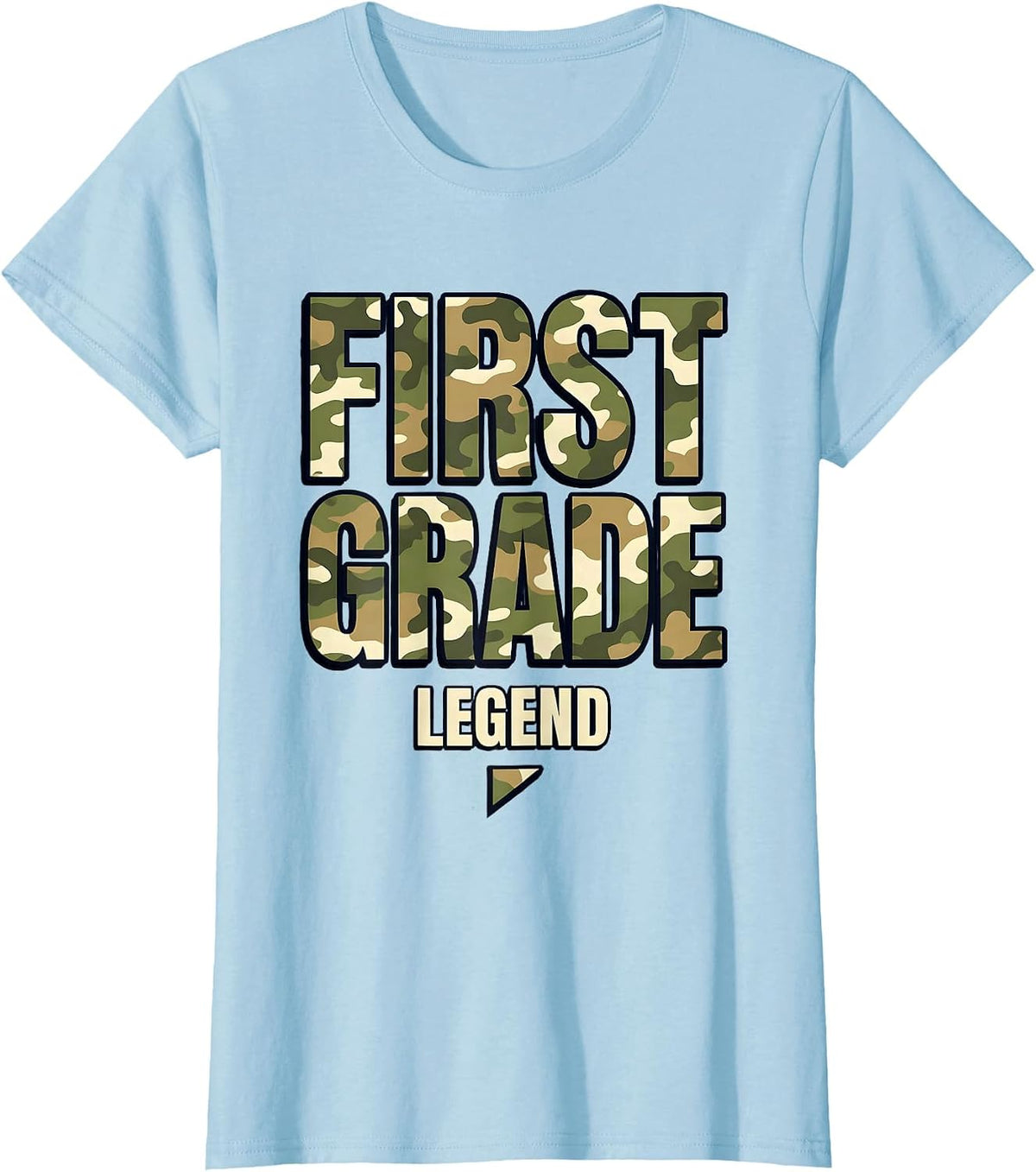 First Grade Legend Camo Back To School Boys Teachers First T-Shirt - Baby Blue