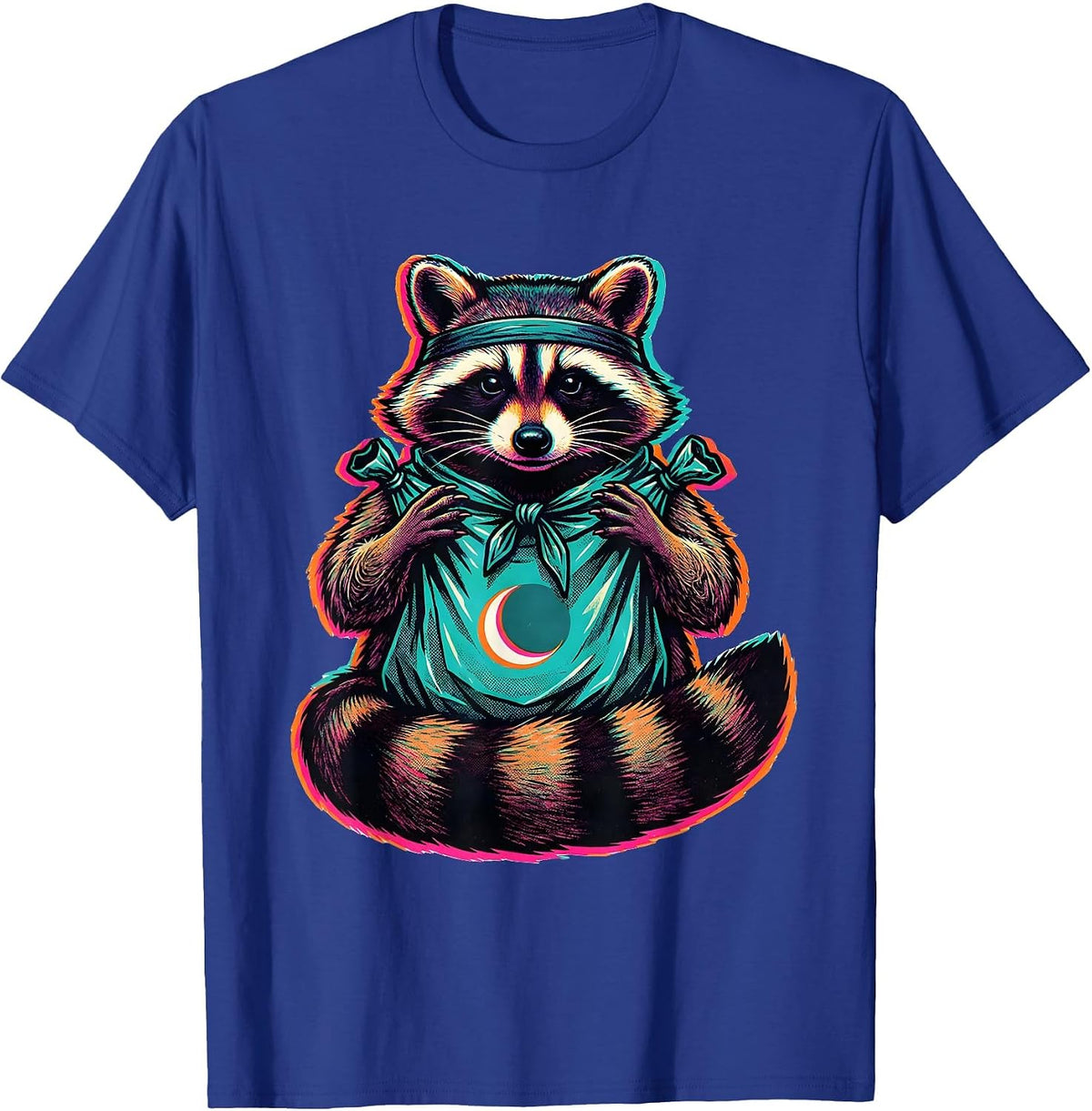 Men's Trash Panda Raccoon Risograph Meme Humor T-Shirt - Royal Blue