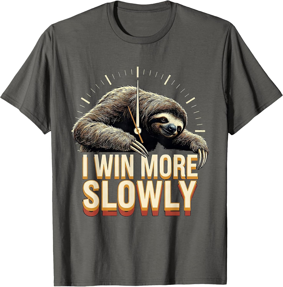Men's I Win More Slowly Funny Sloth Lover Humor Animal Affinity T-Shirt - Asphalt Grey