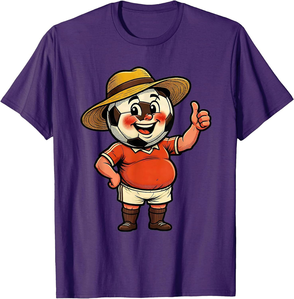 Men's Soccer Dad Sunburned Wide Brim Hat Illustration T-Shirt - Purple