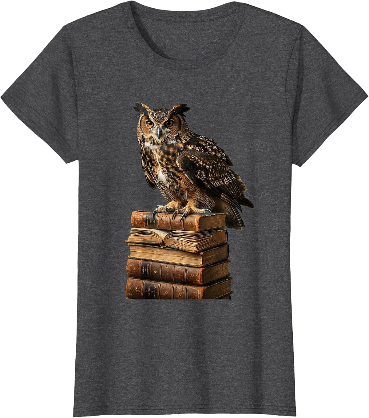 Women's Owl on Books Reading Is My Favorite Sport T-Shirt - Dark Heather Grey