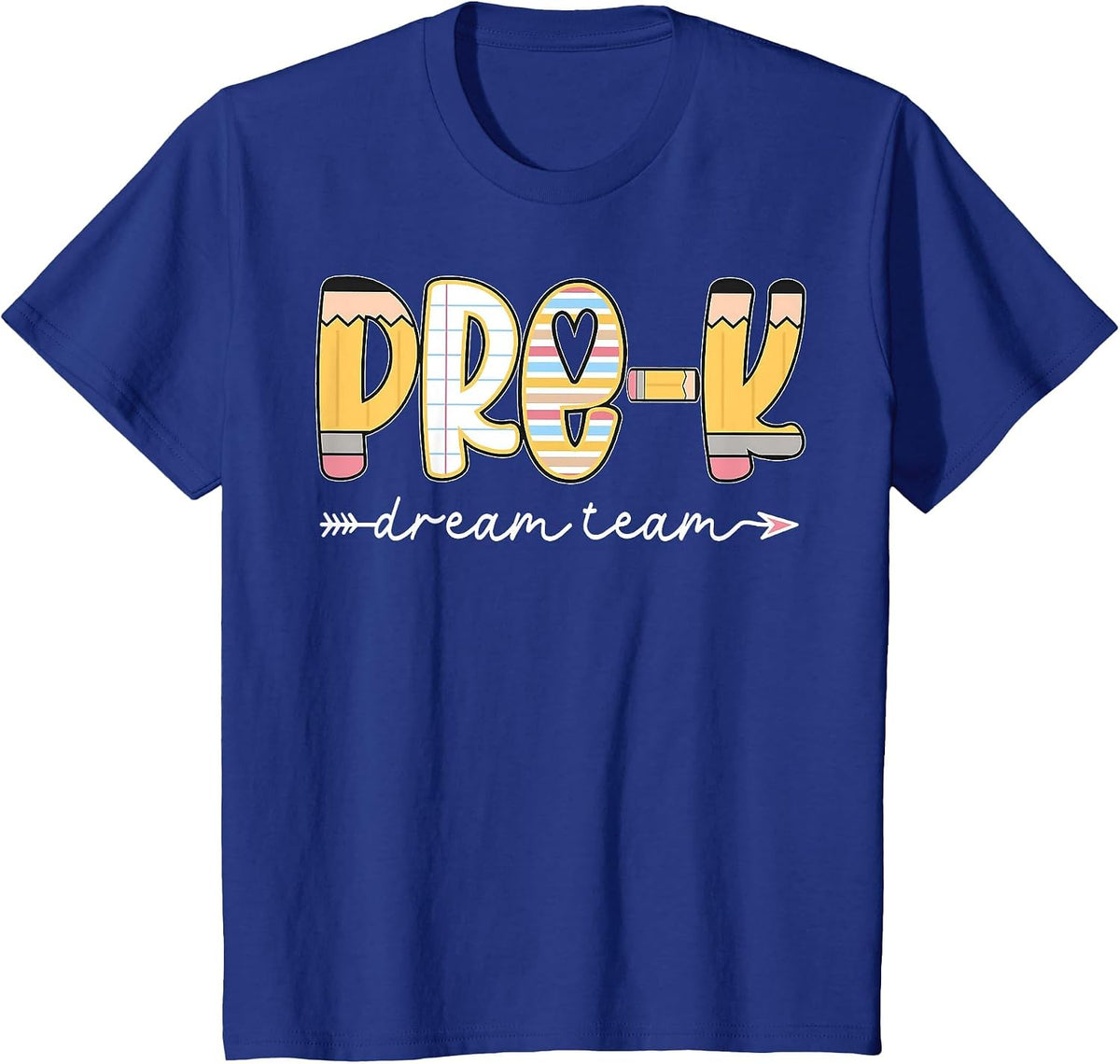Pre-K Dream Team Back to School Preschool Teacher Kids T-Shirt - Royal Blue