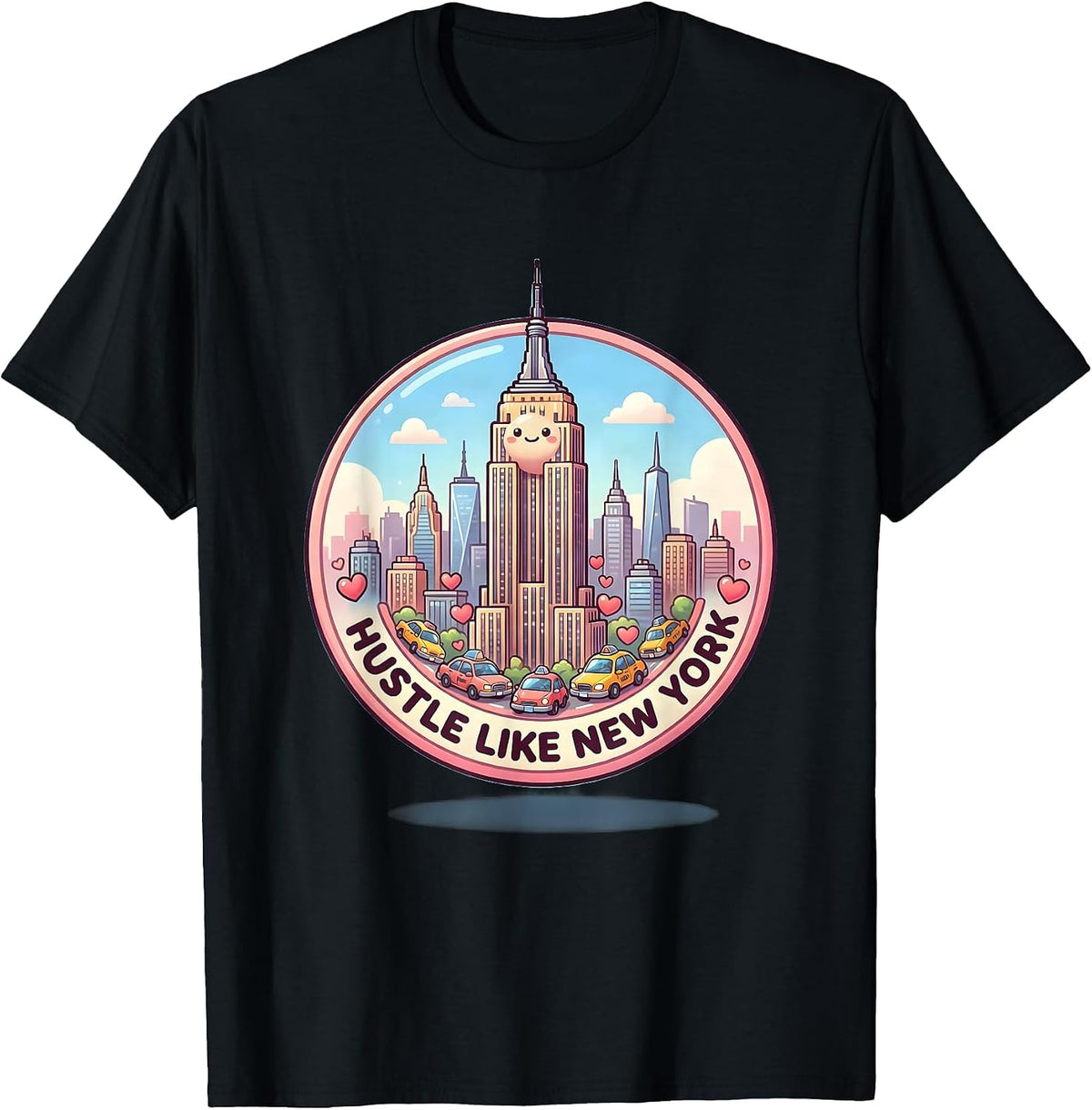 Men's Hustle Like New York Graphic Design T-Shirt - Black