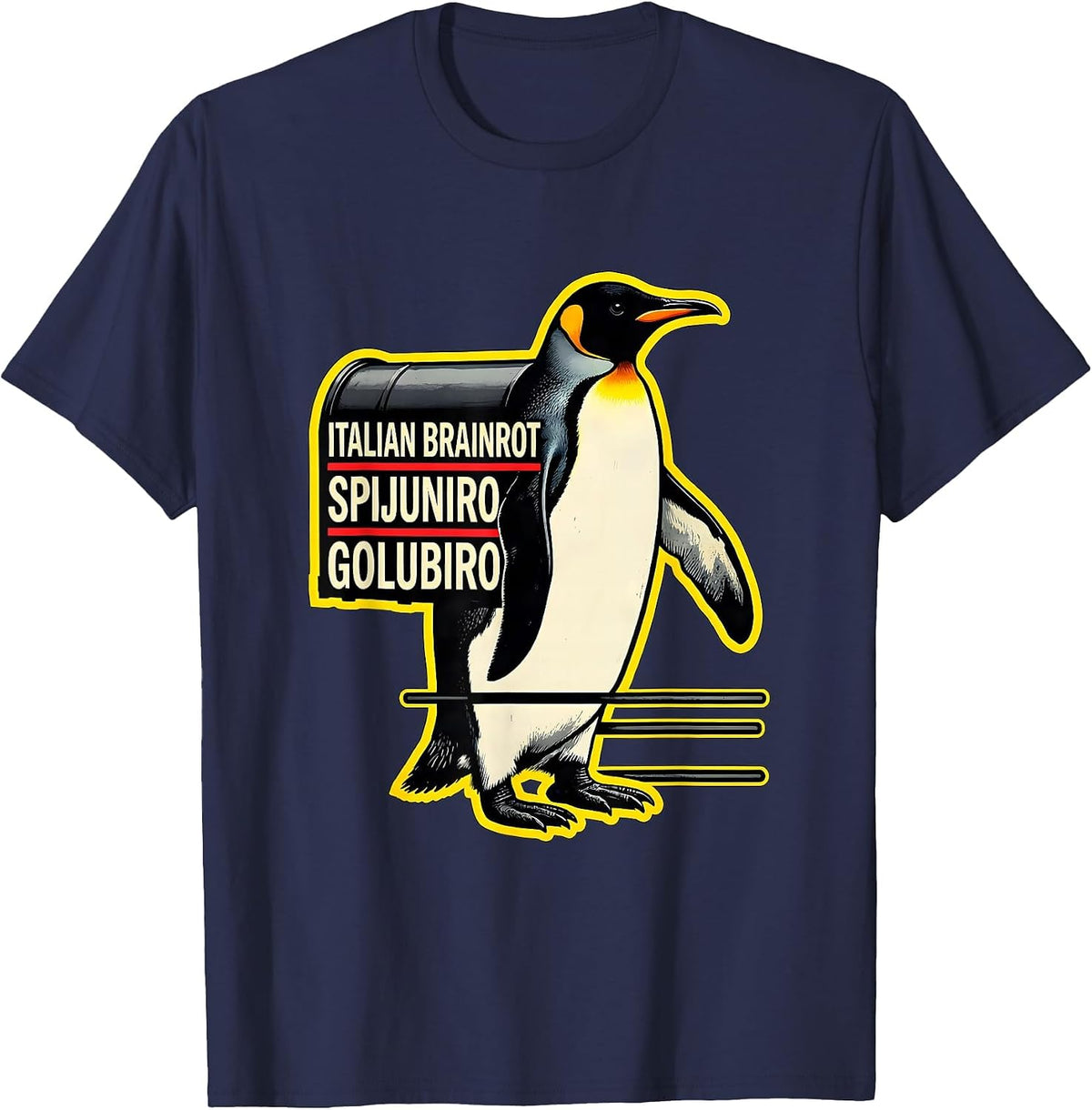 Men's Italian Brainrot Spijuniro Golubiro Funny Meme Kids T-Shirt - Navy Blue