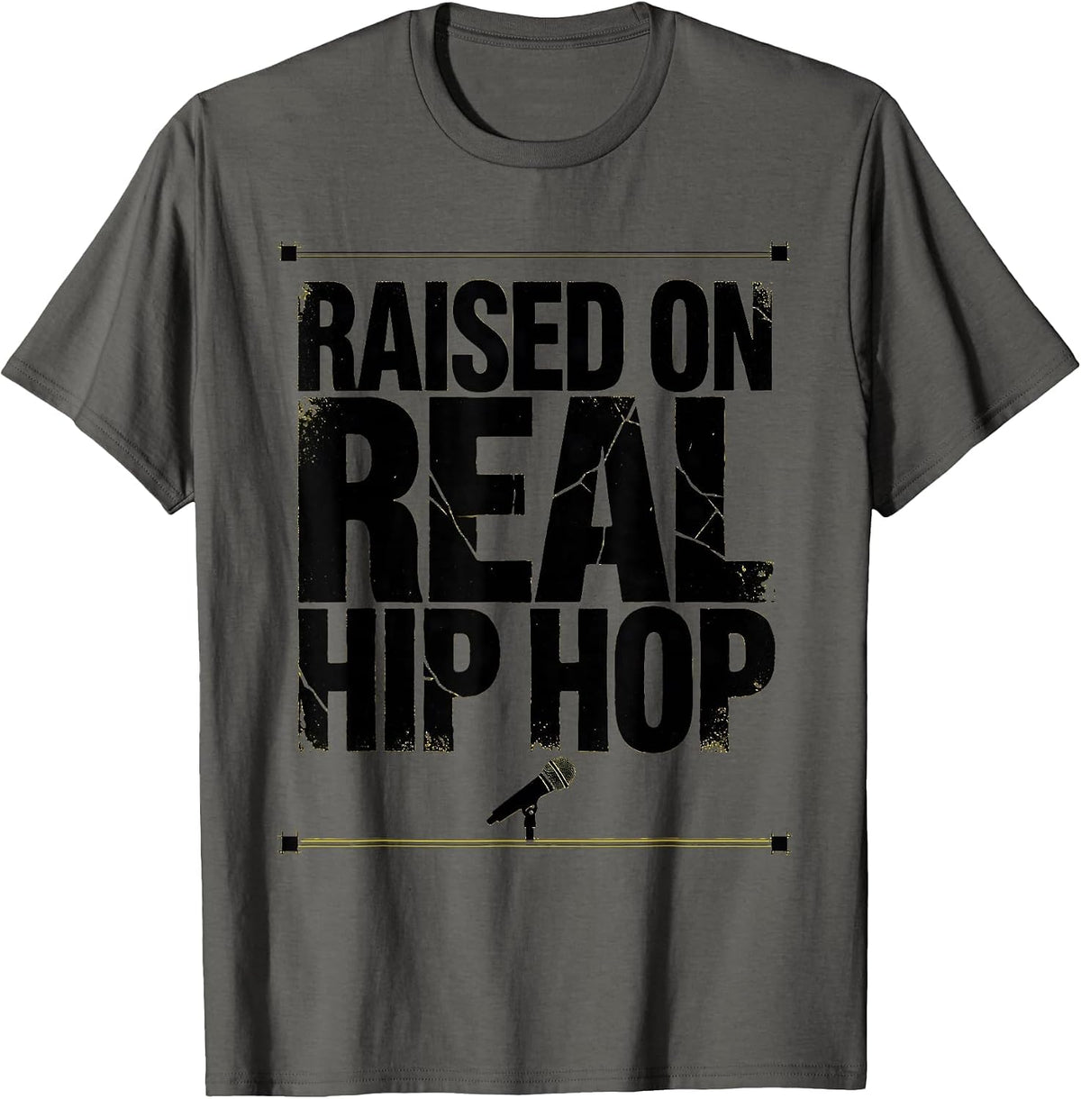 Men's Raised On Real Hip Hop Vintage 90s Golden Era Rap Lyric T-Shirt - Asphalt Grey