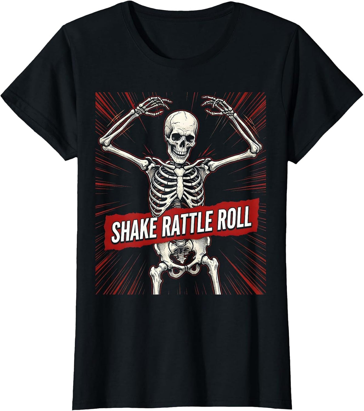 Shake Rattle Roll Classic Rock and Roll Design T-Shirt - Black