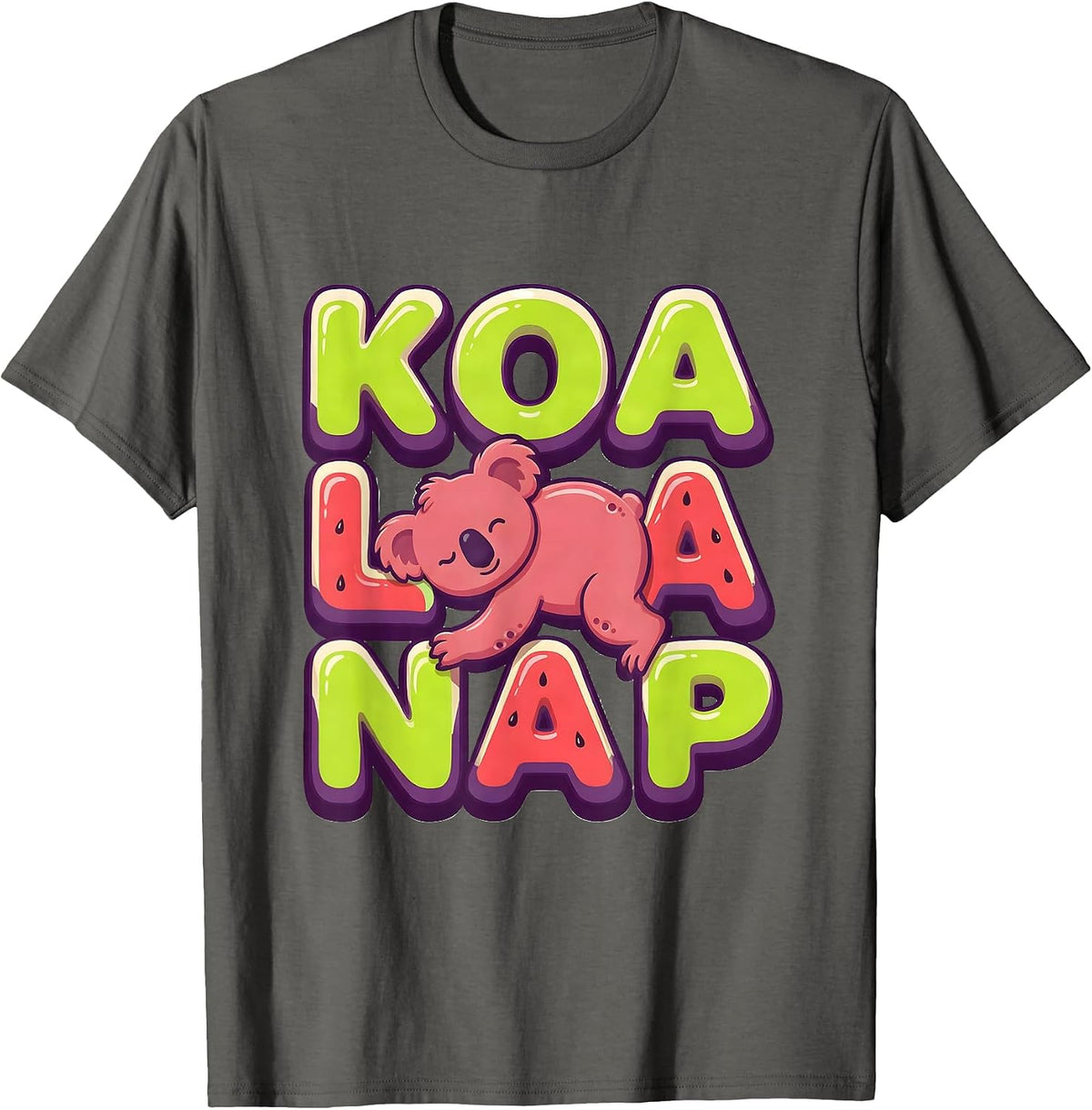 Men's Koalanap Cute Sleeping Koala Animal Lover Pajama Humor T-Shirt - Asphalt Grey