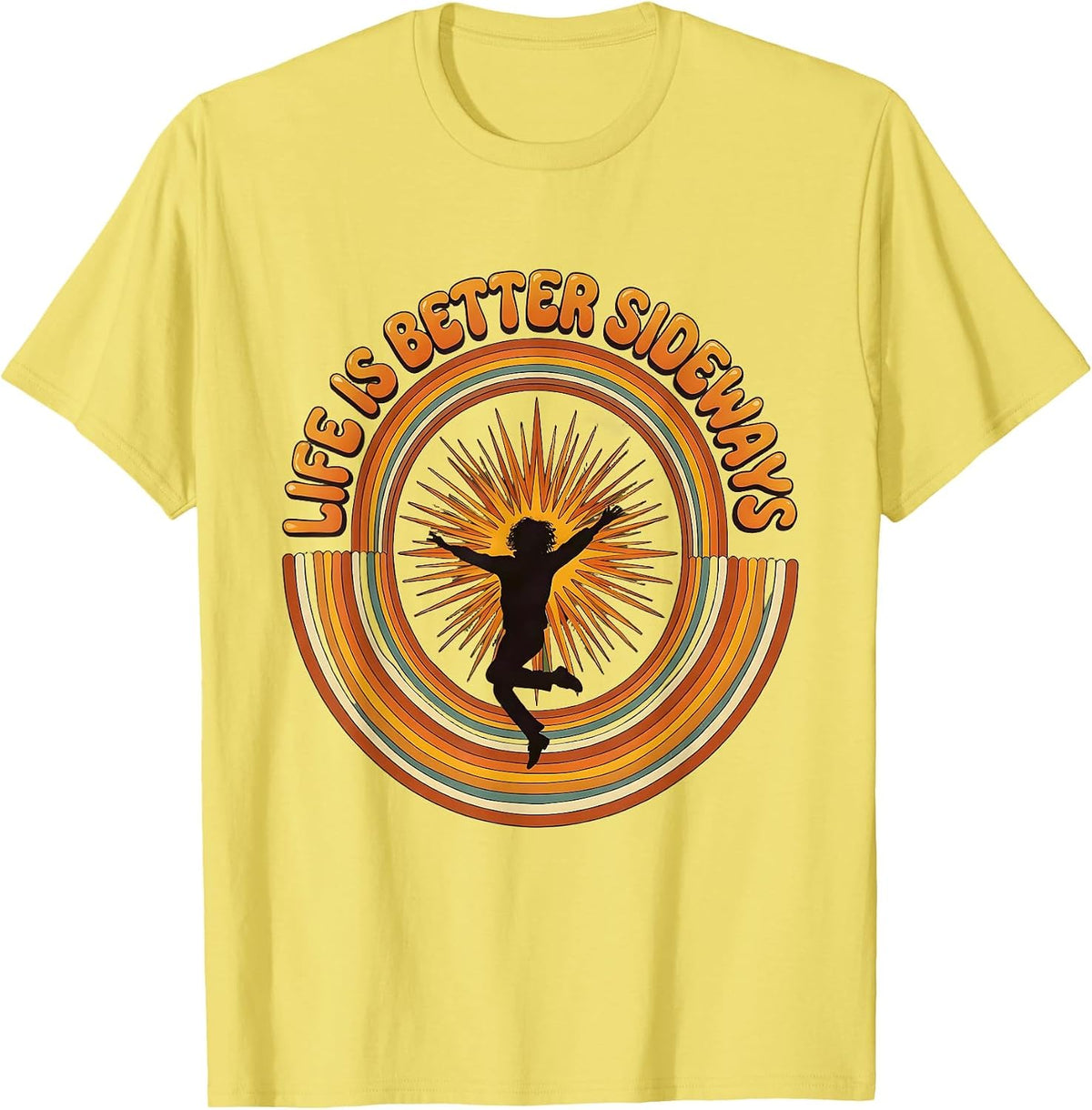 Men's Life Is Better Sideways Cartwheel Gymnastics Design T-Shirt - Lemon Yellow