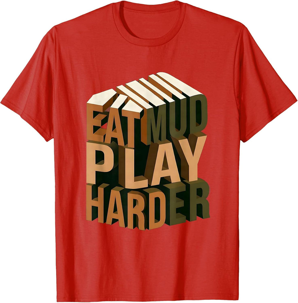 Men's Eat Mud Play Harder Rugby Graphic Design T-Shirt - Red