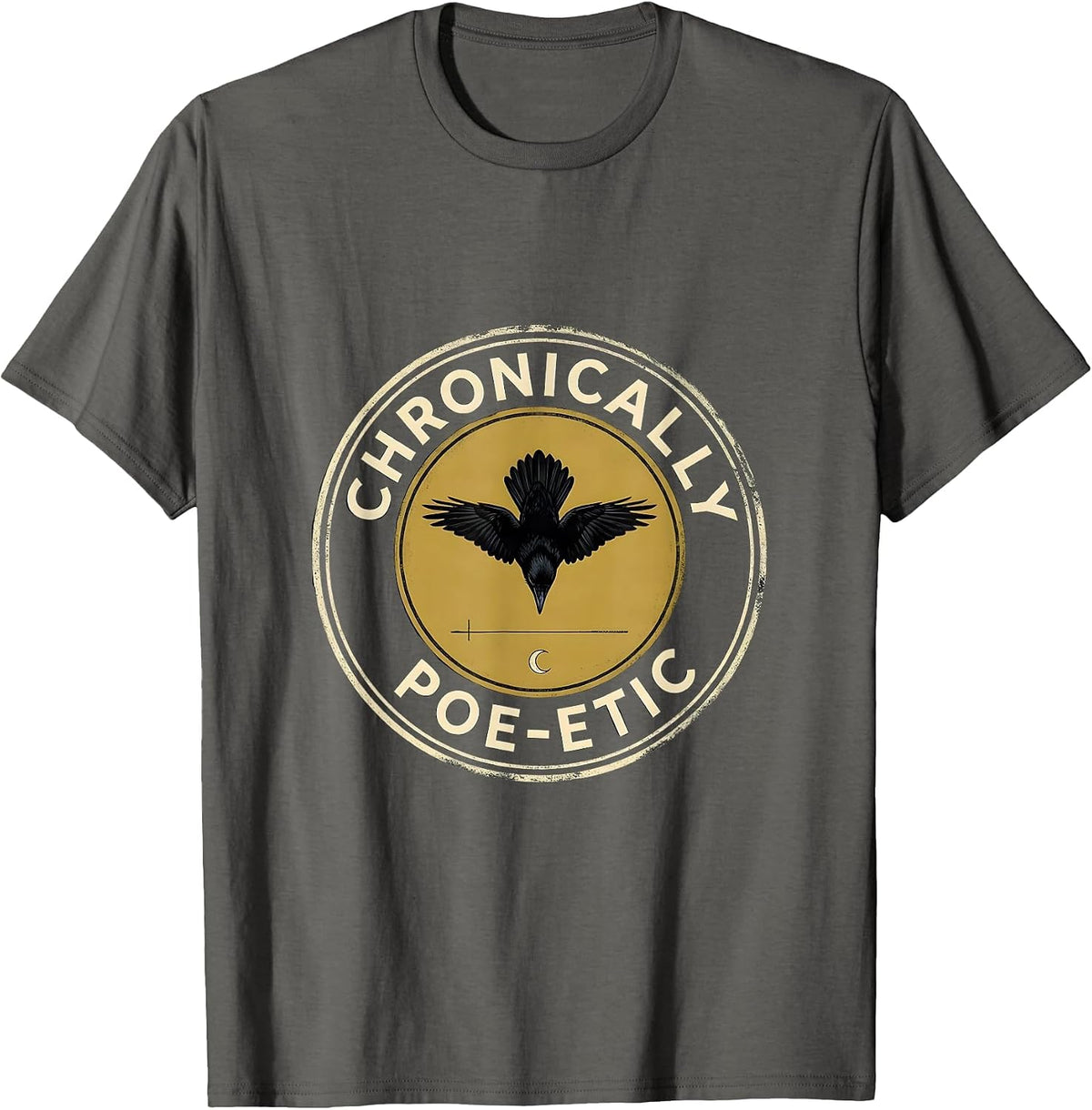 Men's Chronically Poe-etic Gothic Edgar Allan Poe Literary Fan T-Shirt - Asphalt Grey