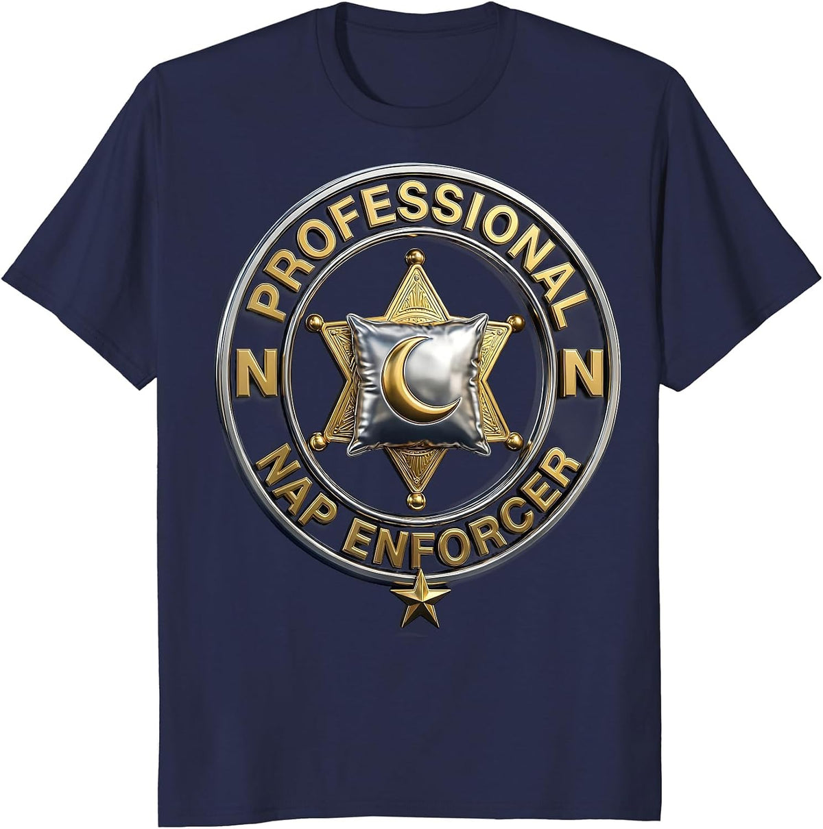 Professional Nap Enforcer Daycare Teacher Design T-Shirt - Navy Blue