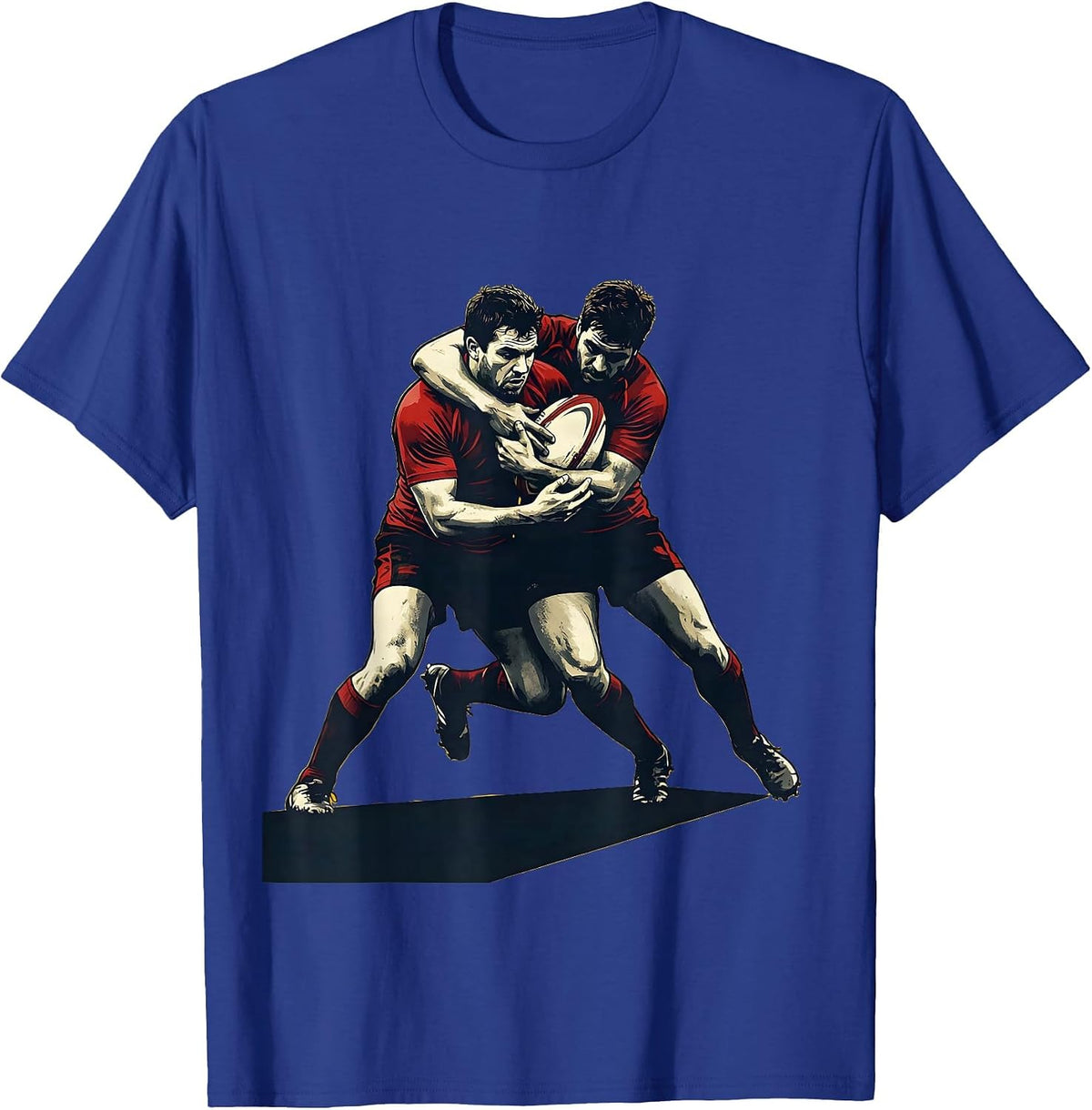 Men's Rugby Fierce Tackle Graphic Illustration T-Shirt - Royal Blue