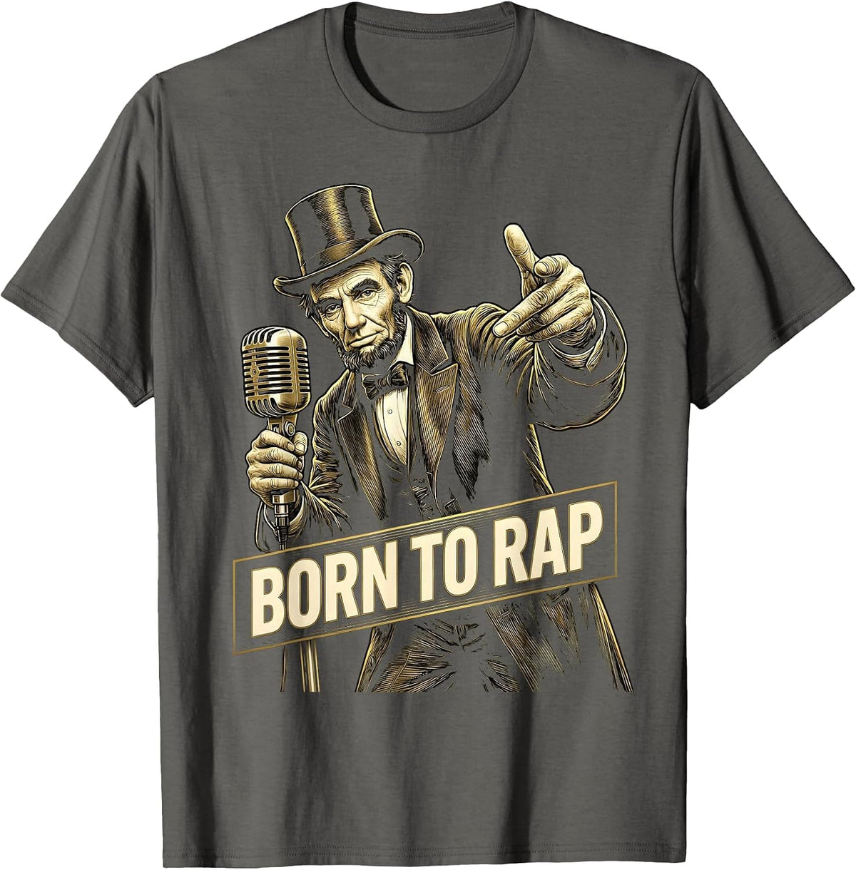 Born to Rap Hip Hop Graphic Design T-Shirt - Asphalt Grey
